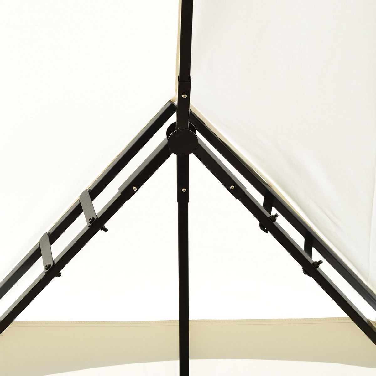 HOMCOM HOMCOM Tonnelle Pavillon de jardin barnum style colonial double toit 4 x 3 m acier crème