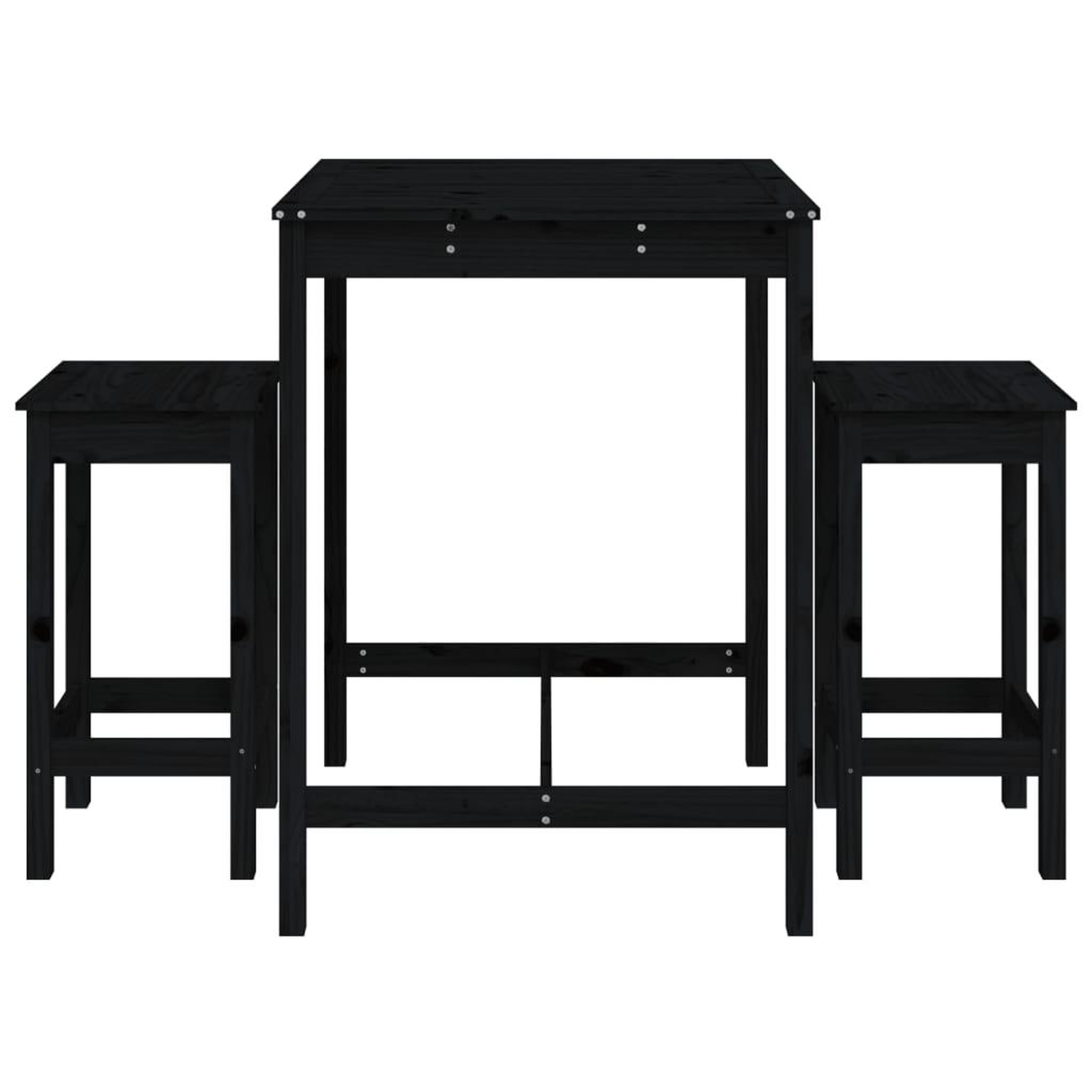 Voir la diapositive 4 : VIDAXL Ensemble de bar de jardin 3 pcs noir bois de pin massif