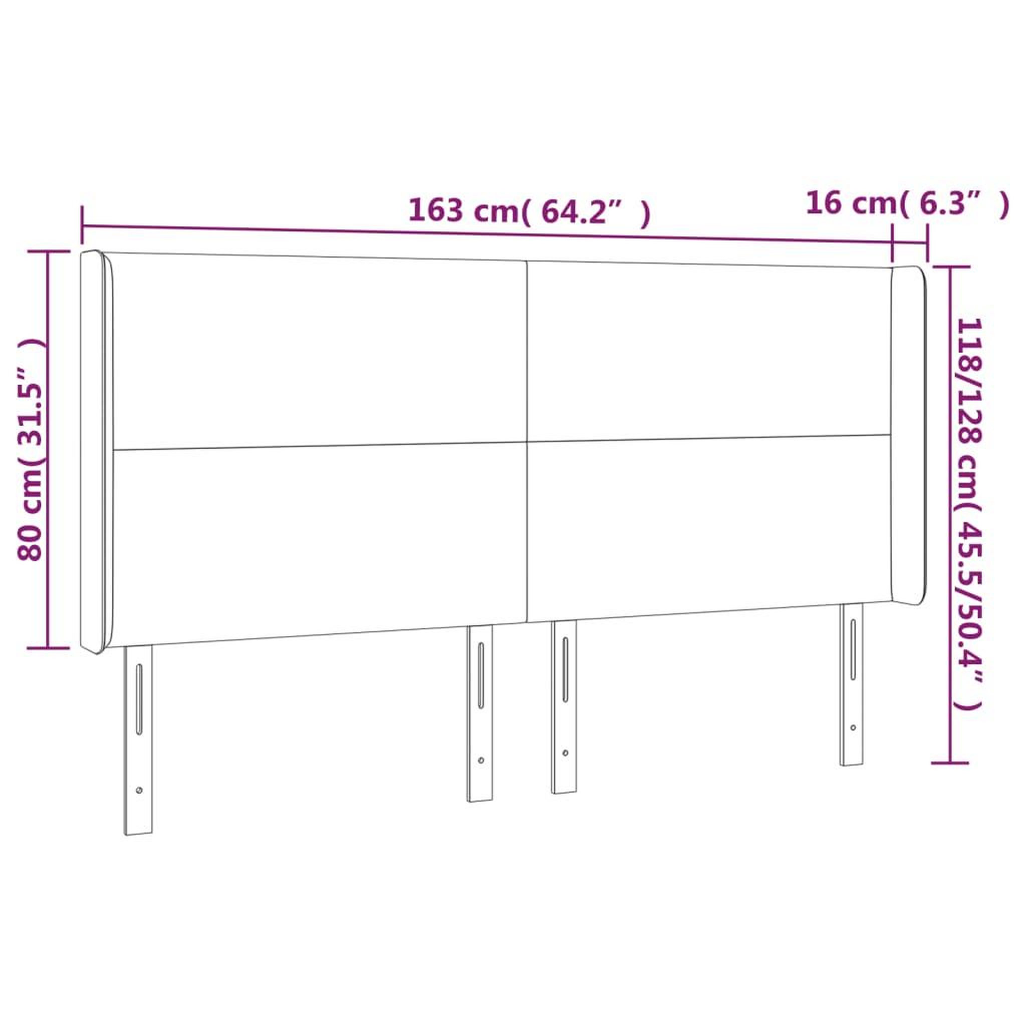 Voir la diapositive 6 : VIDAXL Tete de lit a LED Gris fonce 163x16x118/128 cm Tissu
