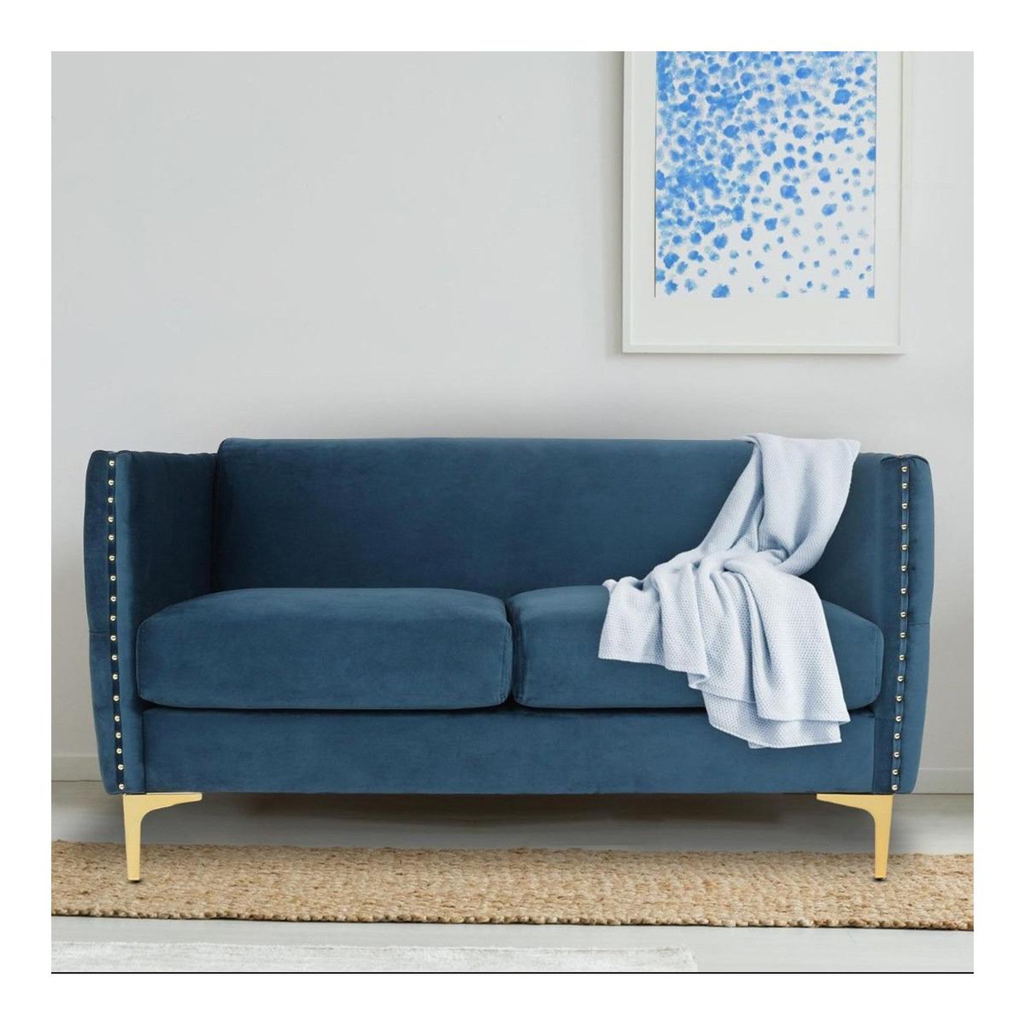 Voir la diapositive 4 : Paris Prix Canapé 2 places en velours  suez  145cm bleu