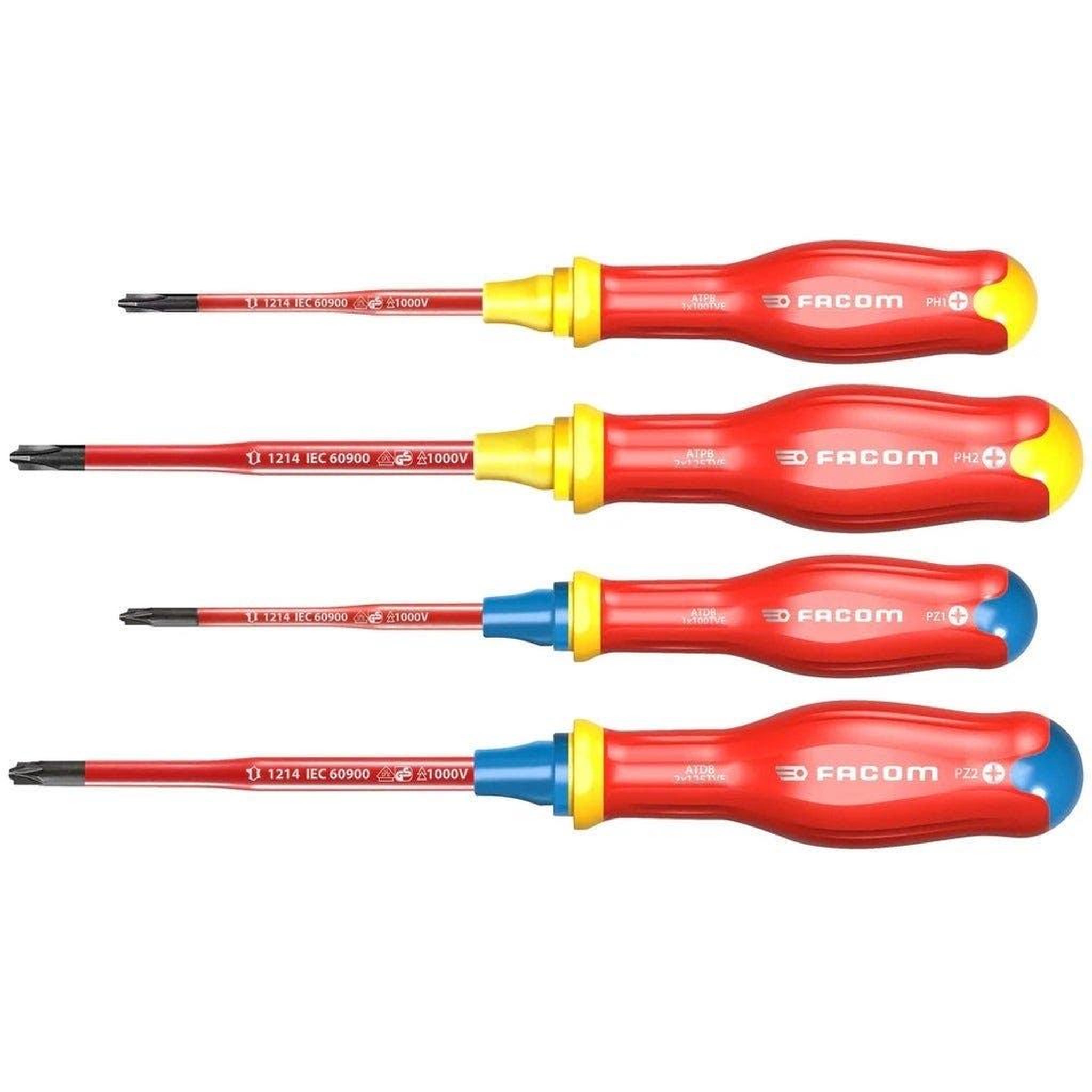 FACOM Jeu 4 tournevis protwist bornéo isolés 1000v empreintes mixtes