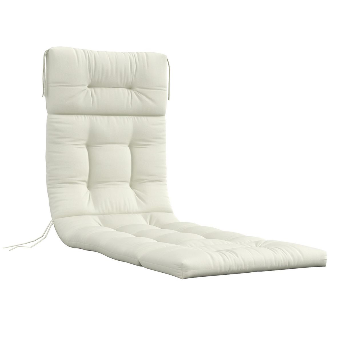 OUTSUNNY Coussin bain de soleil - coussin matelassé chaise longue - dim. 200L x 60l cm - ép. 13 cm - attaches - polyester crème