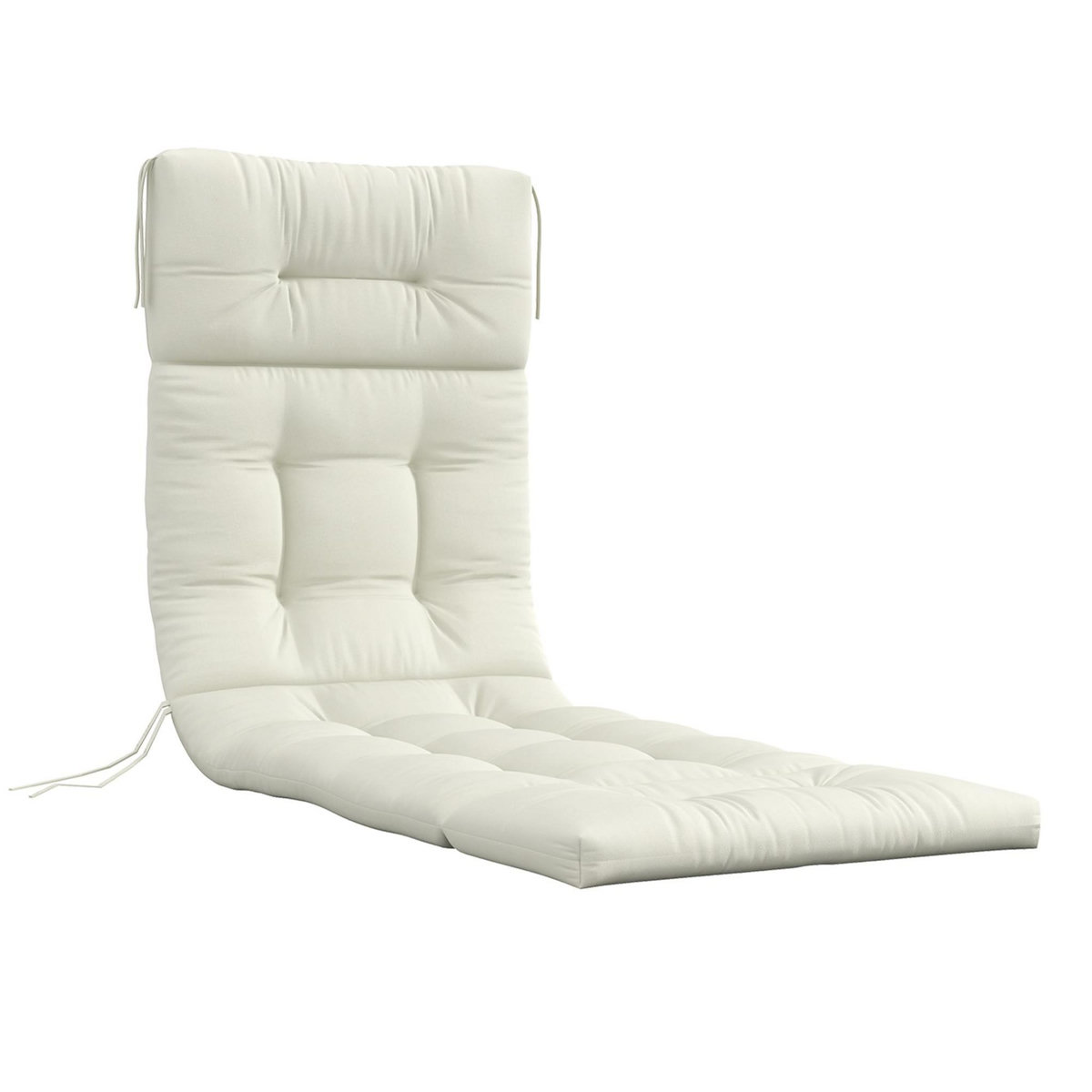 OUTSUNNY Coussin bain de soleil - coussin matelassé chaise longue - dim. 200L x 60l cm - ép. 13 cm - attaches - polyester crème
