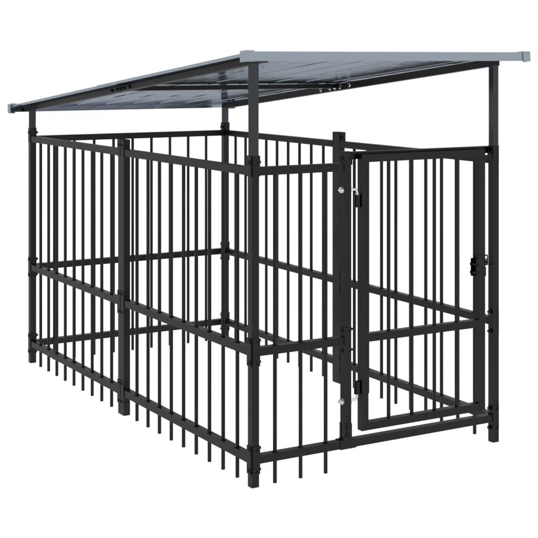 Voir la diapositive 2 : VIDAXL Chenil d'exterieur avec toit pour chiens Acier 1,88 m²