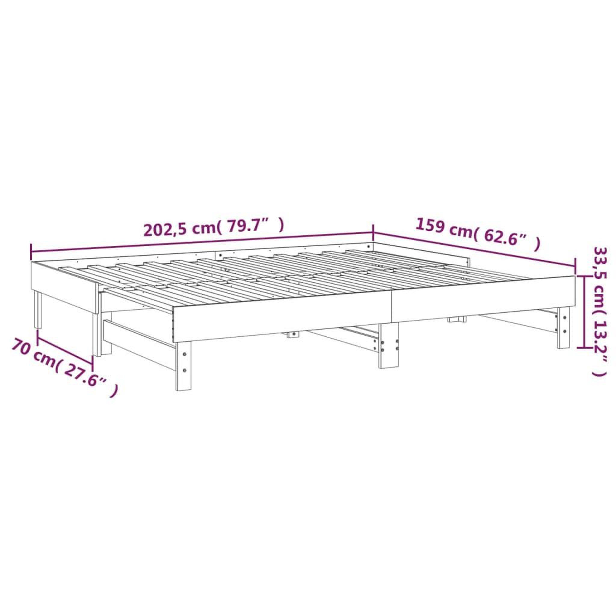 Voir la diapositive 6 : VIDAXL Lit coulissant sans matelas blanc 2x(80x200)cm
