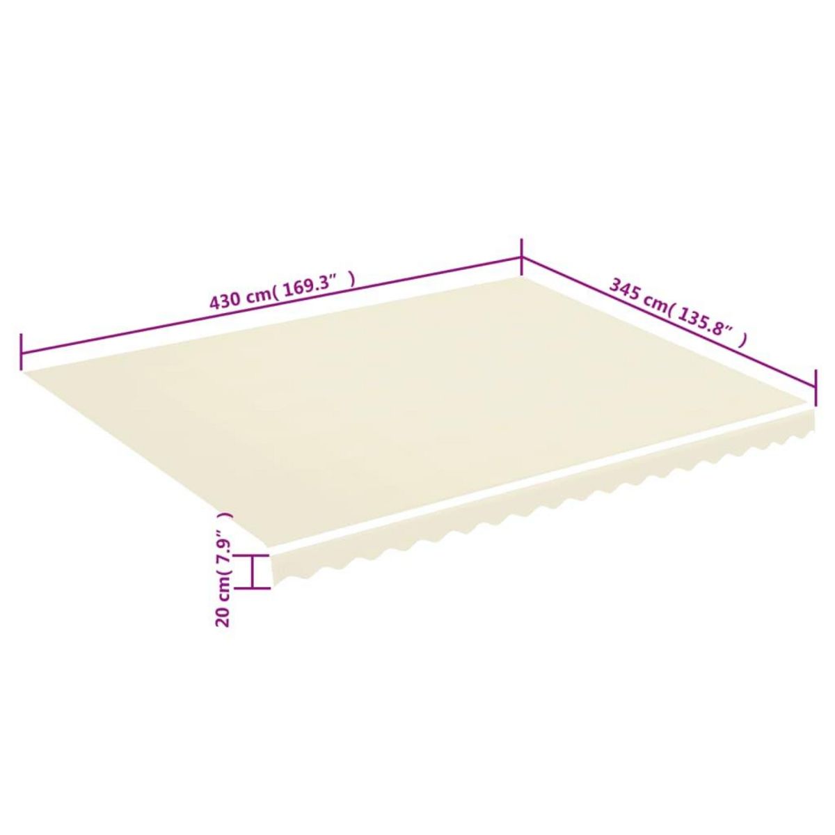 VIDAXL Tissu de remplacement pour auvent Creme 4,5x3,5 m