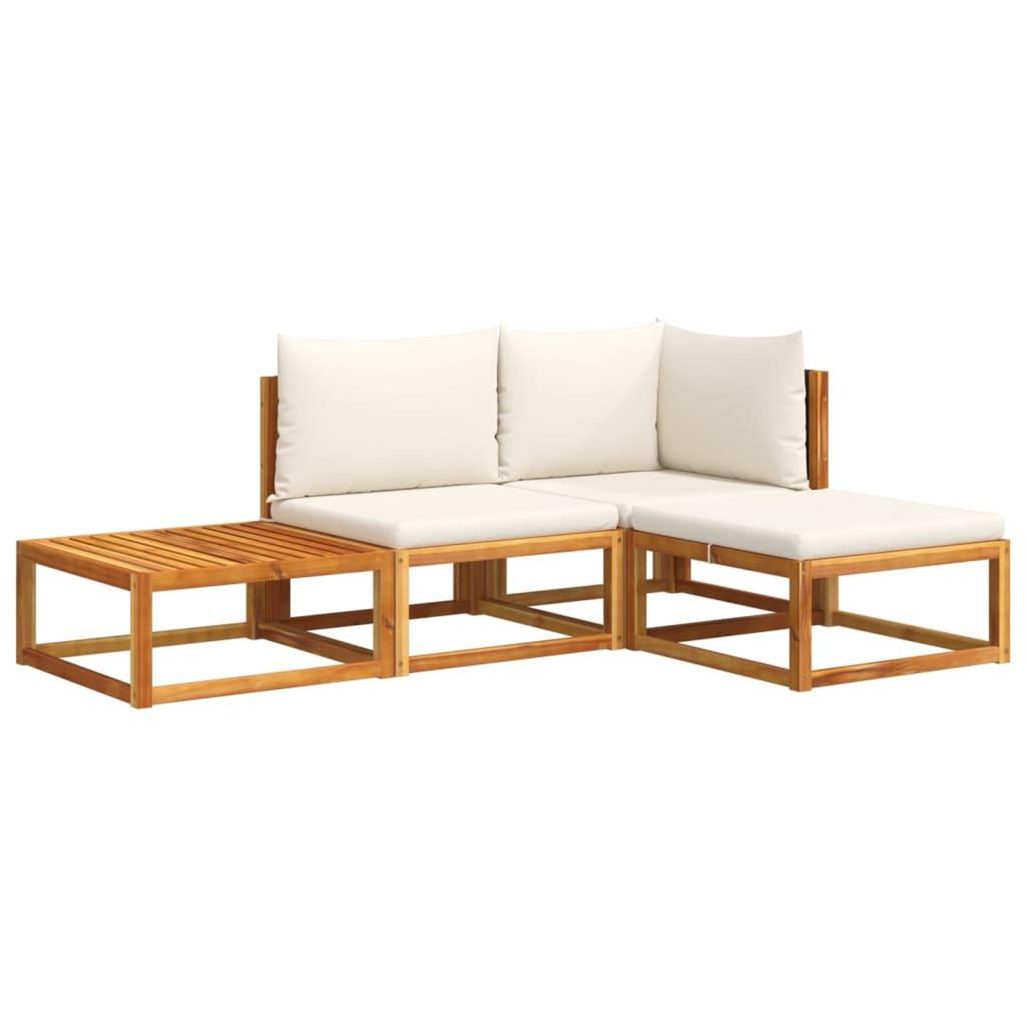 Voir la diapositive 2 : VIDAXL Salon de jardin avec coussins 4 pcs bois d'acacia massif