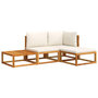 Voir la diapositive 2 : VIDAXL Salon de jardin avec coussins 4 pcs bois d'acacia massif