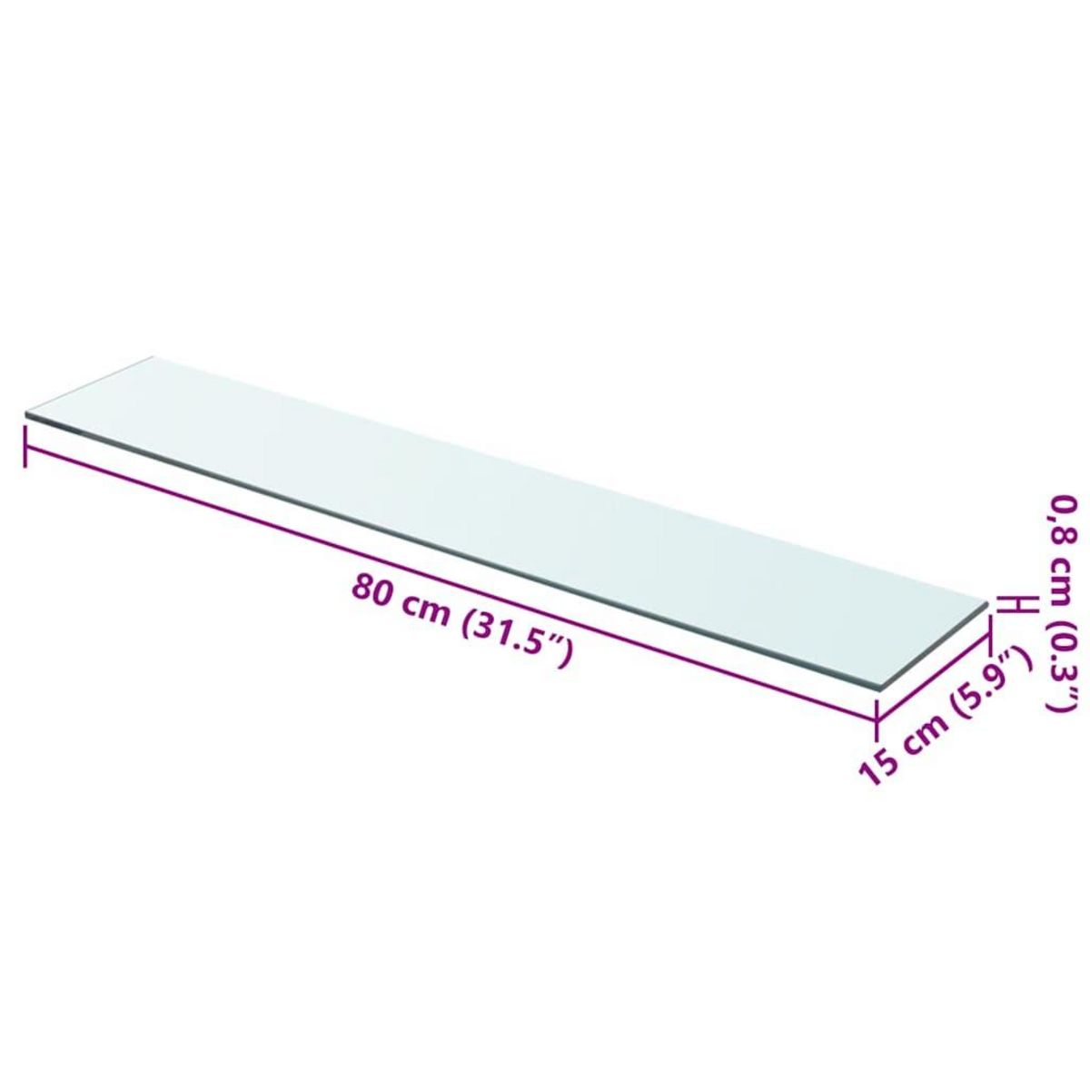 VIDAXL Panneaux d'etagere 2 pcs Verre Transparent 80 x 15 cm
