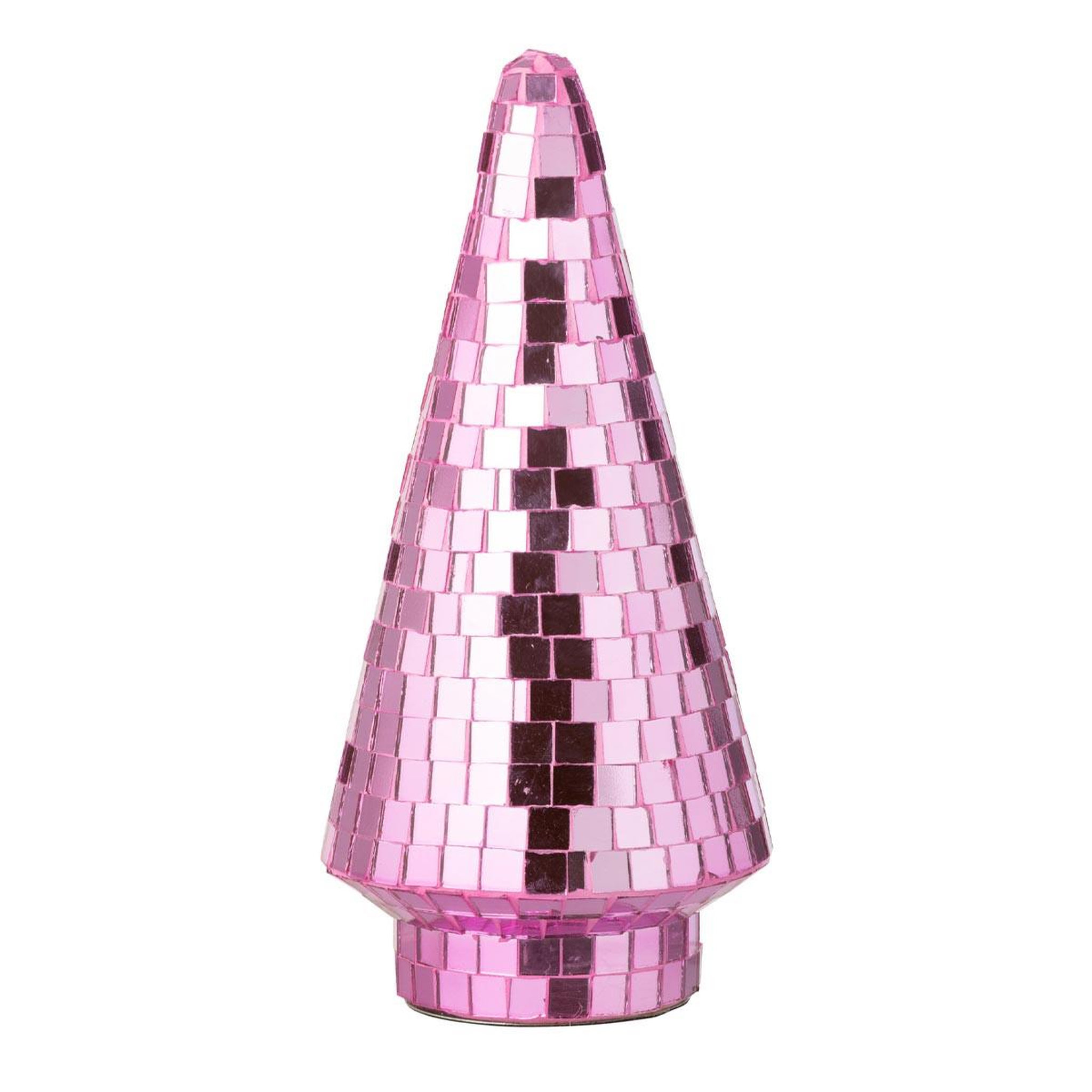 J-LINE Arbre disco en verre  miroir  23cm rose