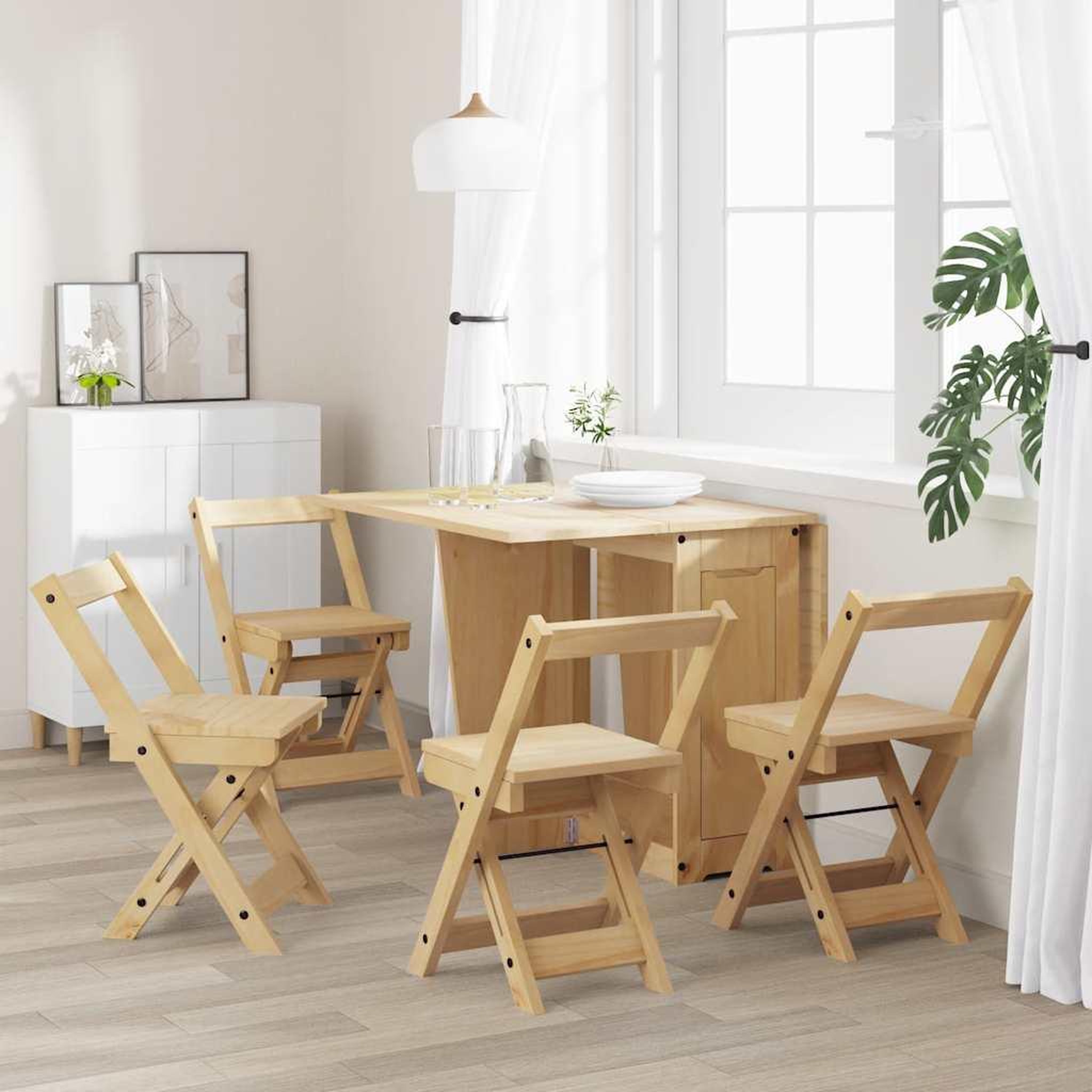Voir la diapositive 3 : VIDAXL Chaises a manger pliables lot de 4  bois massif de pin