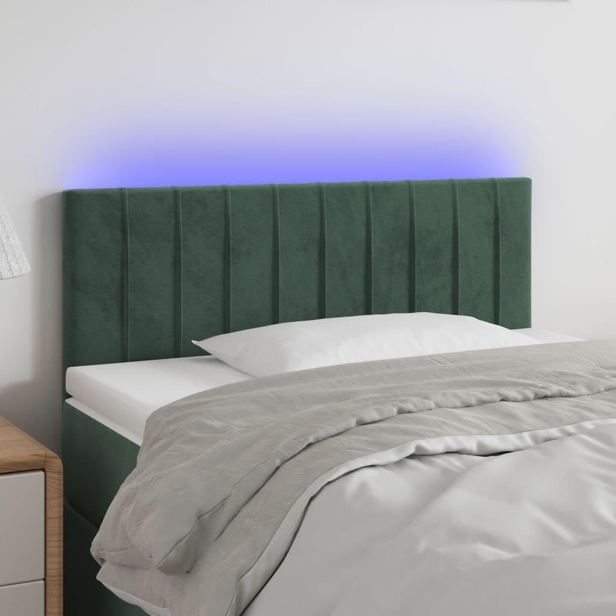 Voir la diapositive 1 : VIDAXL Tete de lit a LED Vert fonce 90x5x78/88 cm Velours