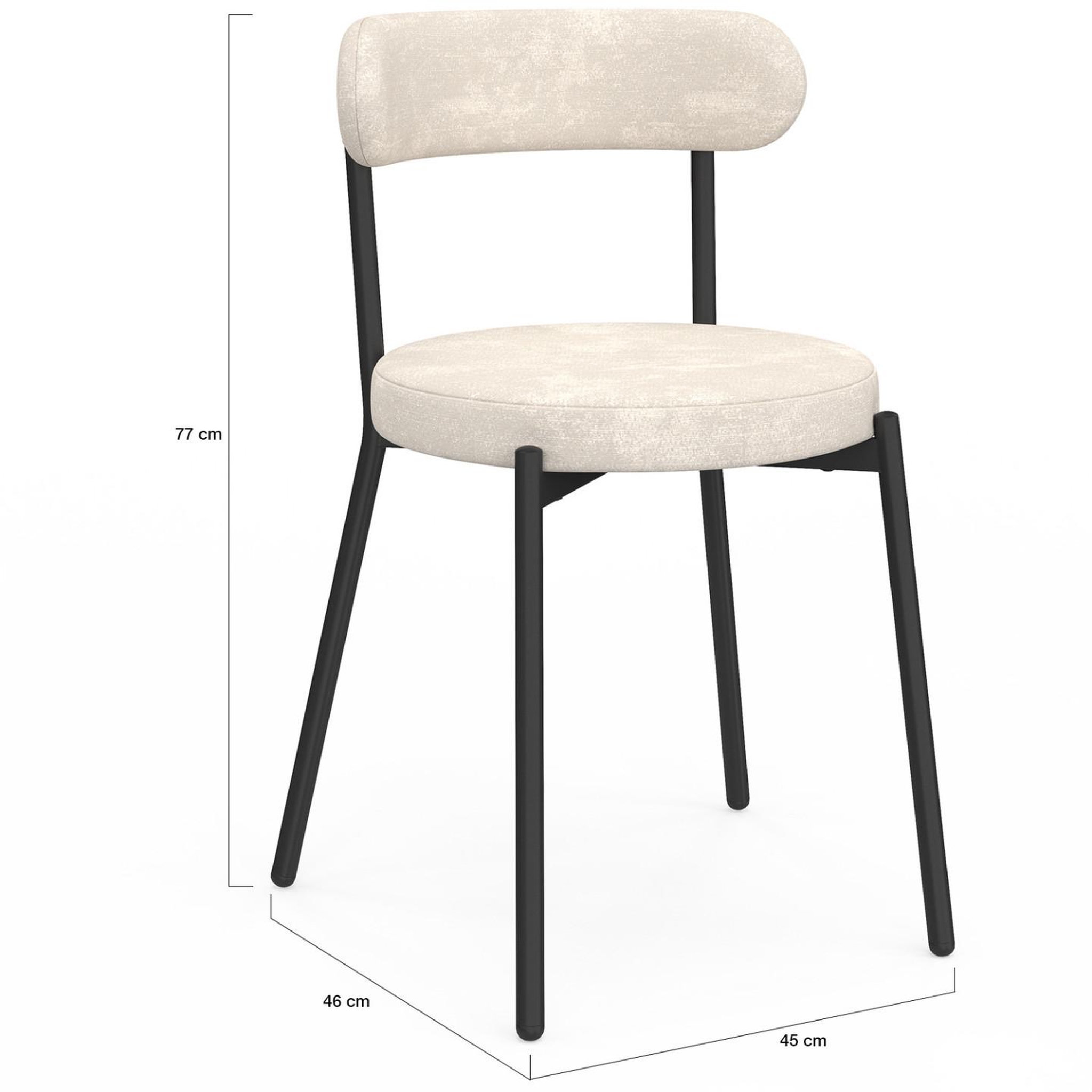 Voir la diapositive 5 : ID MARKET Lot de 6 chaises miki dossier incurvé en tissu chenille mix color vert x2, écru x2, gris foncé x2 pieds en métal noir