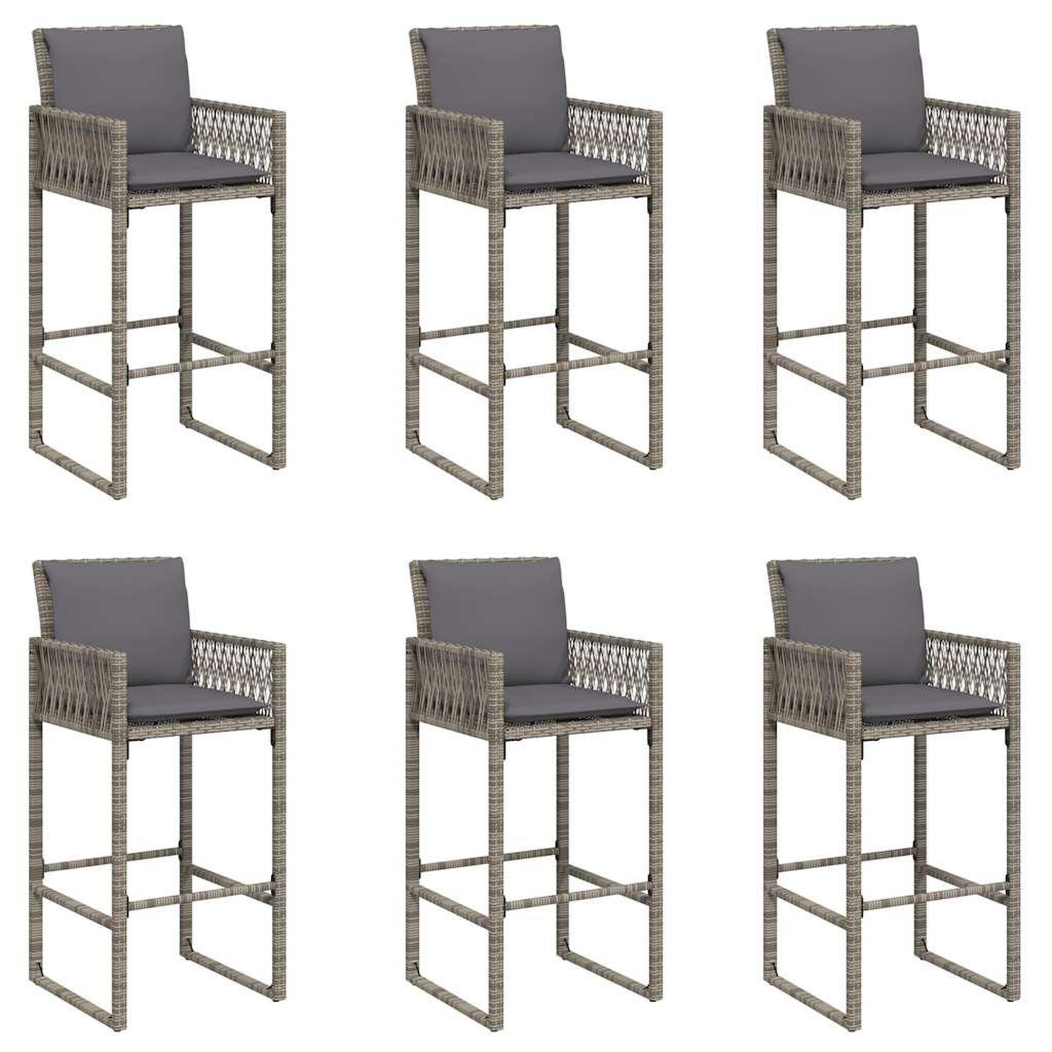 Voir la diapositive 4 : VIDAXL Ensemble de bar de jardin 7 pcs avec coussins gris poly rotin