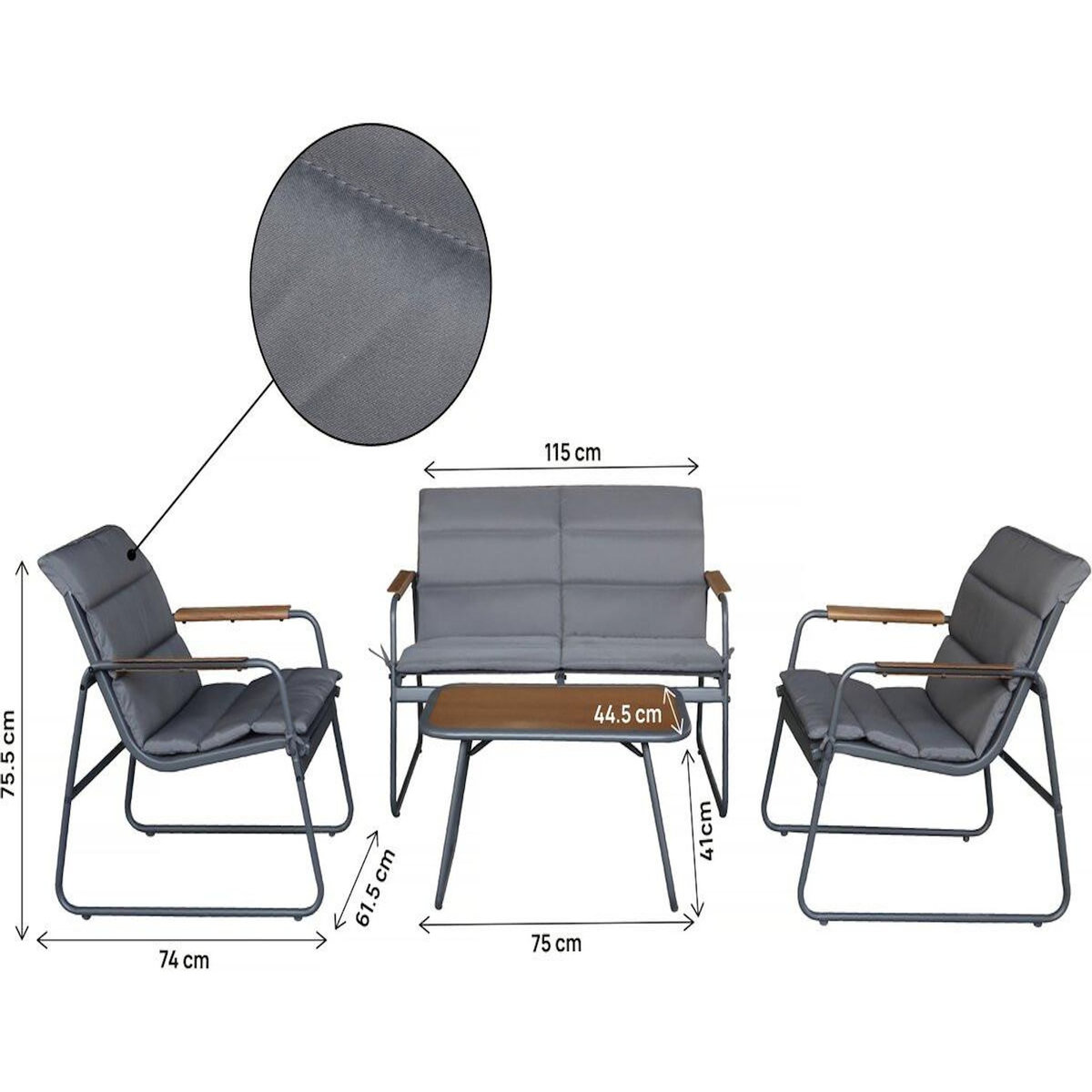 Habitat et Jardin Salon de jardin avec coussins en métal  Bastia  - 4 places - Gris