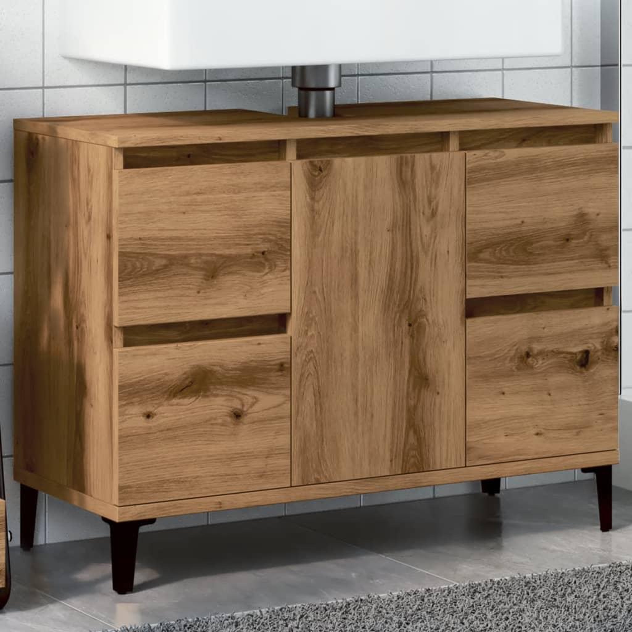 VIDAXL Armoire d'evier chene artisanal 80x33x60 cm bois d'ingenierie