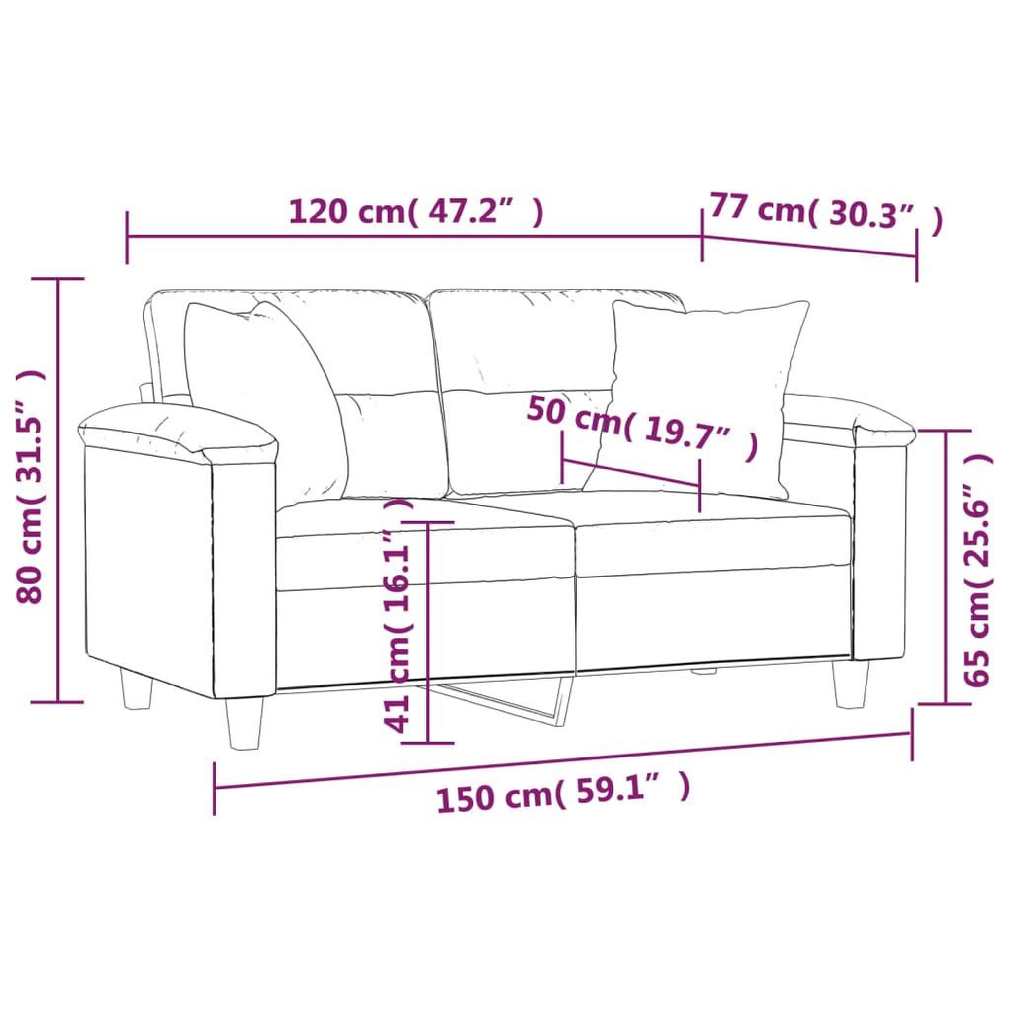Voir la diapositive 6 : VIDAXL Canape 2 places avec oreillers decoratifs noir 120cm similicuir