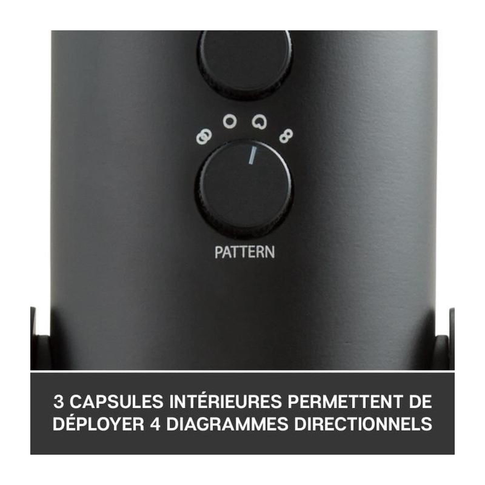 Voir la diapositive 3 : Logitech Microphone USB - Blue Yeti - Pour Enregistrement, Streaming, Gaming, Podcast sur PC ou Mac - Noir