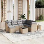 VIDAXL Salon de jardin avec coussins 8pcs melange beige resine tressee