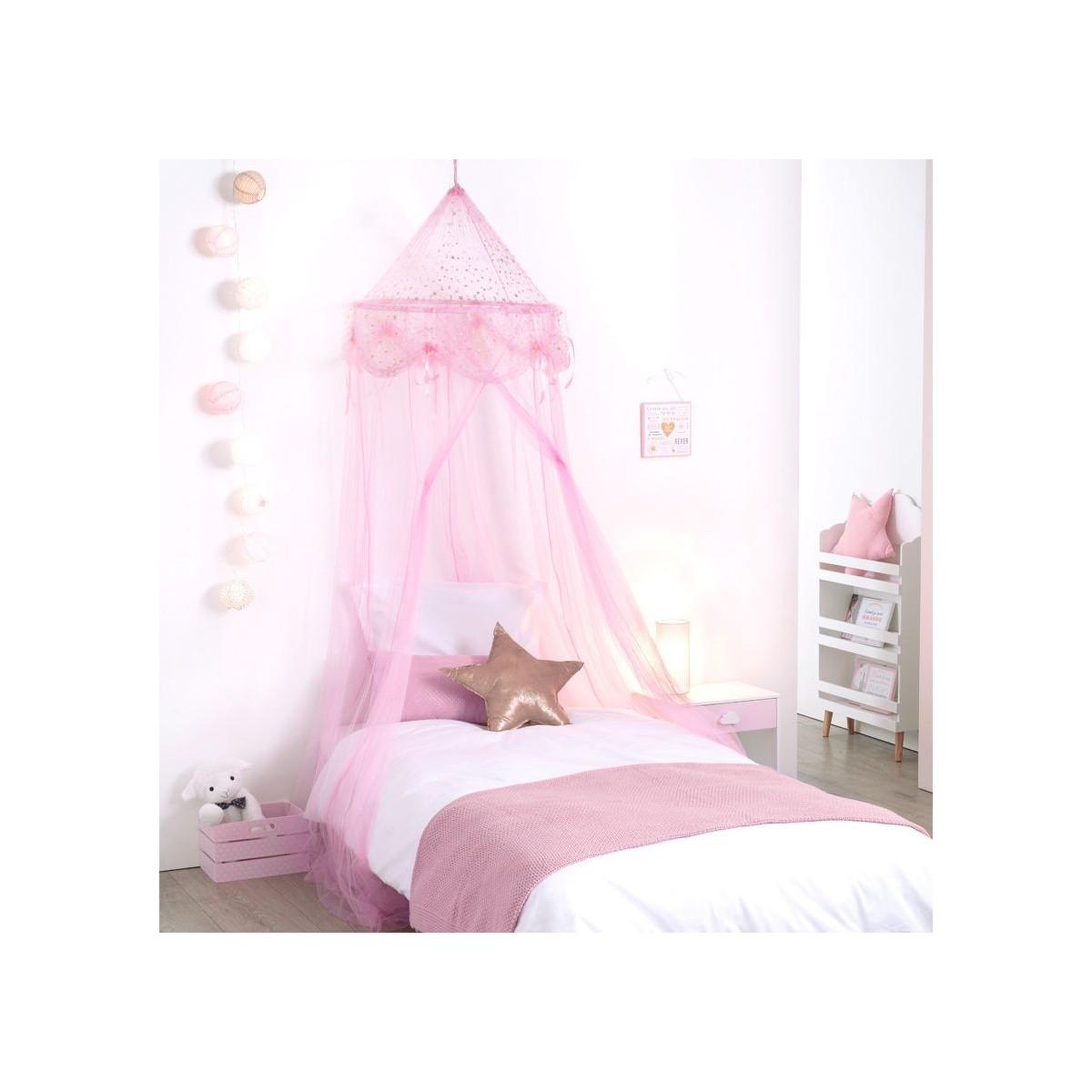 Voir la diapositive 4 : Atmosphera Kids Ciel de lit  demoiselle  60x250cm rose