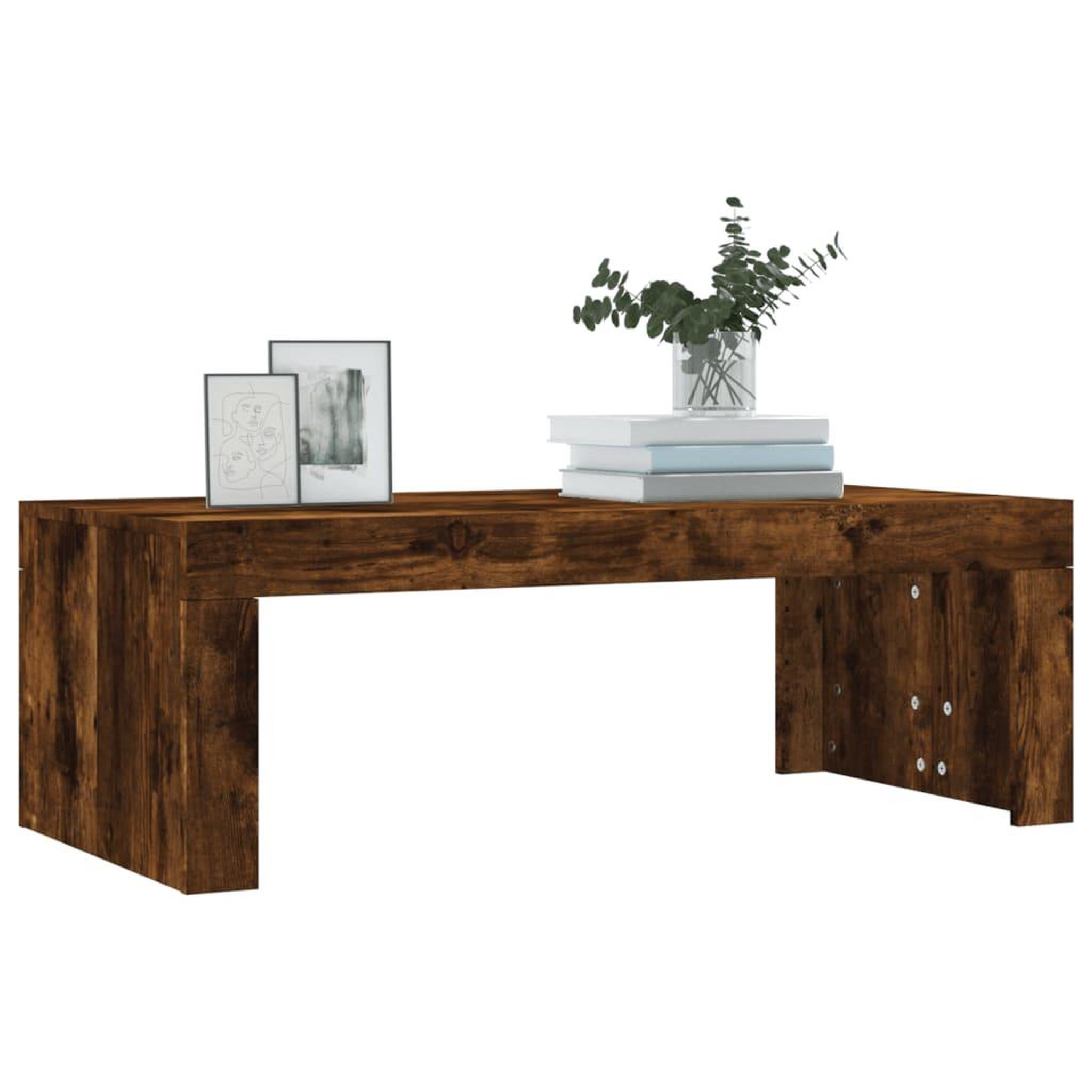 Voir la diapositive 3 : VIDAXL Table basse chene fume 102x50x36 cm bois d'ingenierie