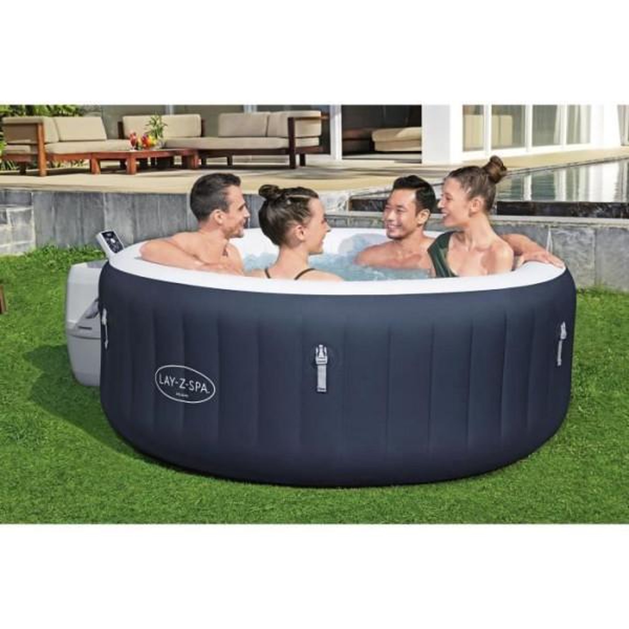Voir la diapositive 2 : BESTWAY Spa gonflable BESTWAY - Lay-Z-Spa Miami - 120 airjets - 180 x 66 cm - 2 a 4 places - Rond (couverture, cartouche, diffuseur)