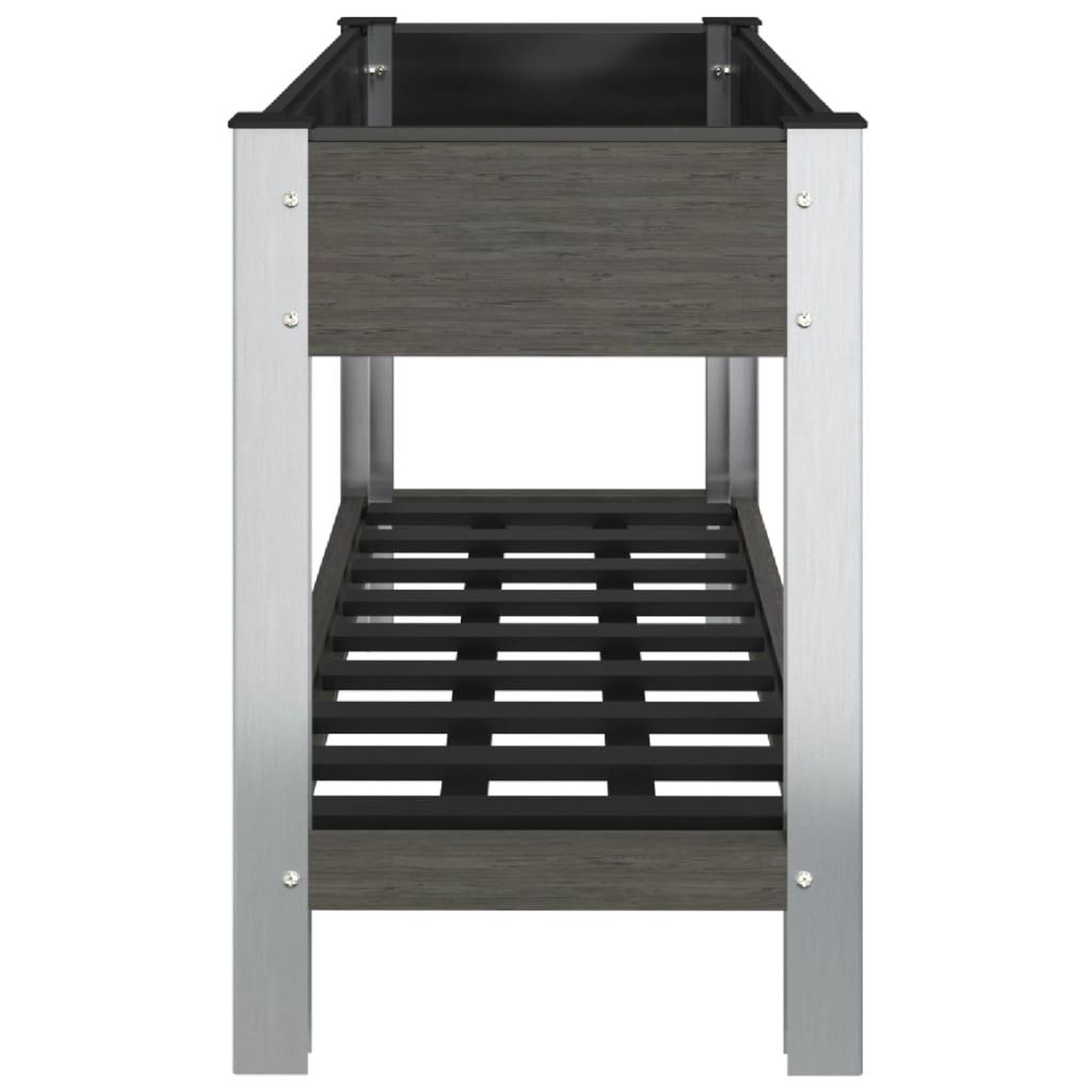 Voir la diapositive 4 : VIDAXL Lit sureleve de jardin avec etagere Gris 100x50x75 cm WPC