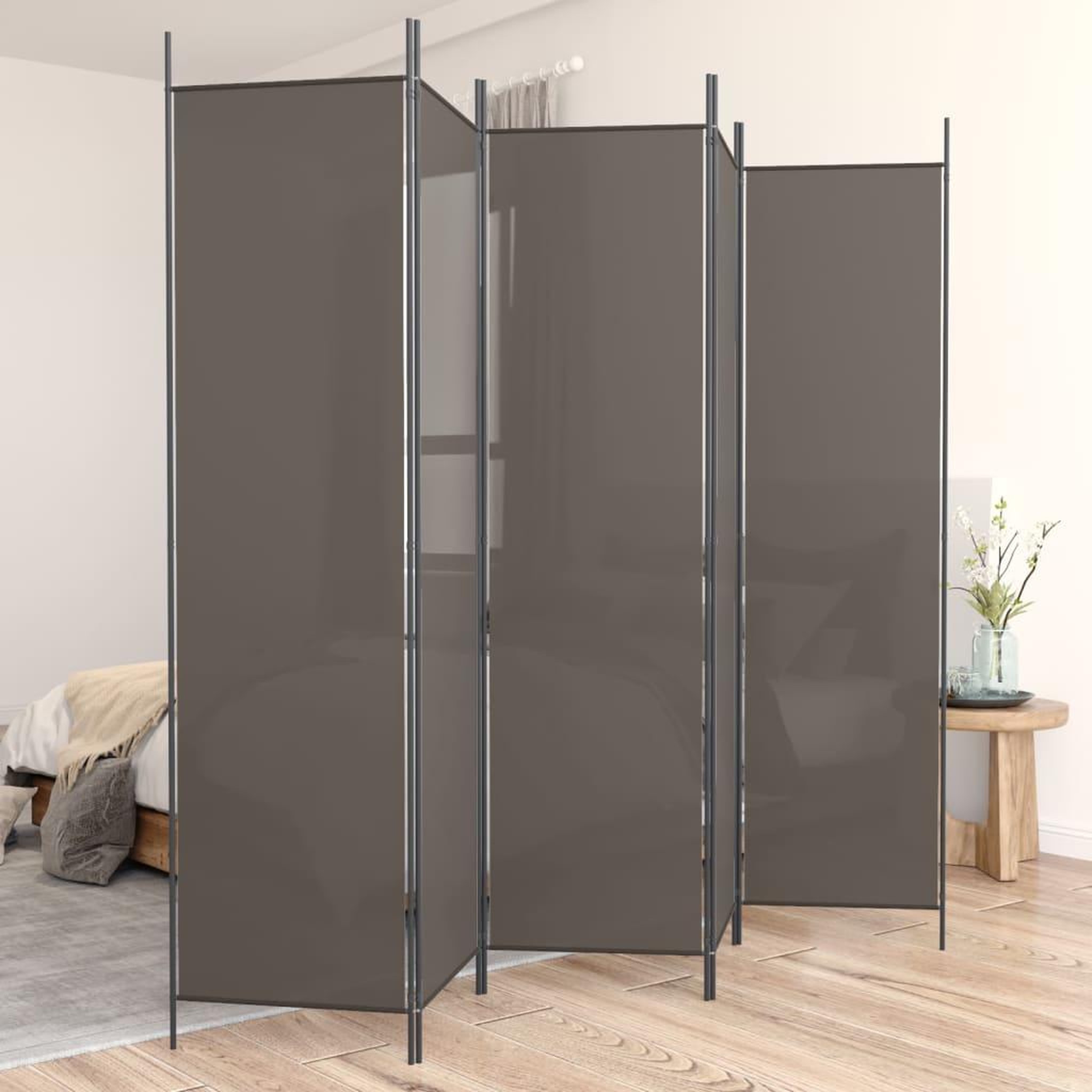 Voir la diapositive 1 : VIDAXL Cloison de separation 5 panneaux Anthracite 250x200 cm Tissu