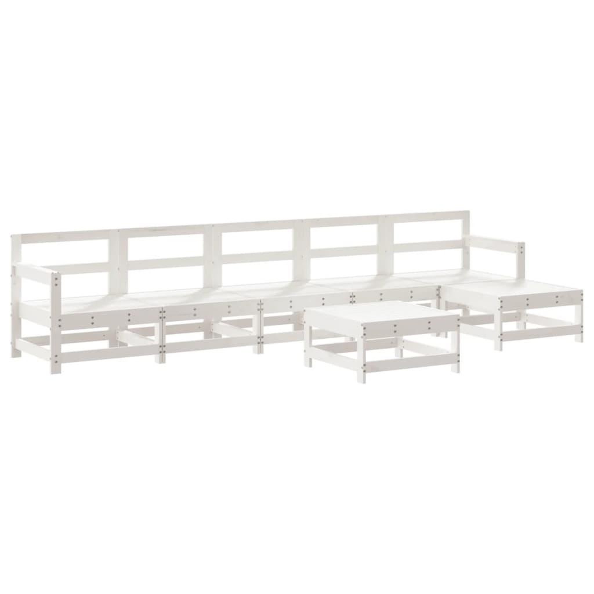 Voir la diapositive 2 : VIDAXL Salon de jardin 7 pcs Blanc Bois de pin massif