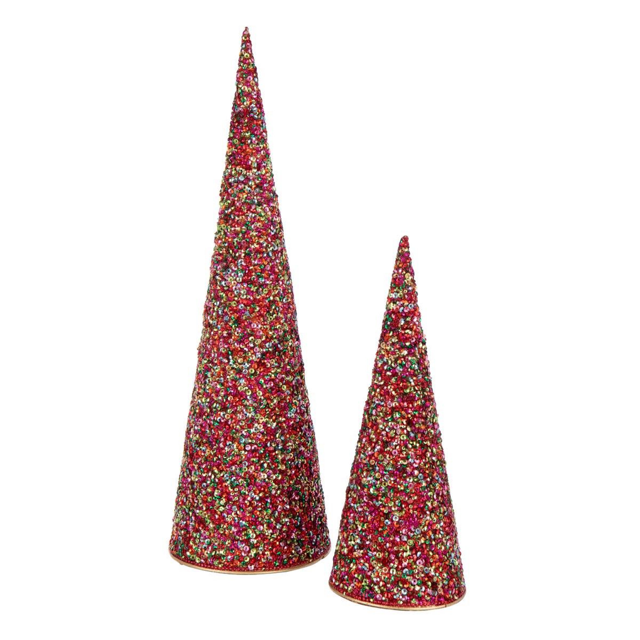 J-LINE Lot de 2 cônes déco  sequin  40cm multicolore