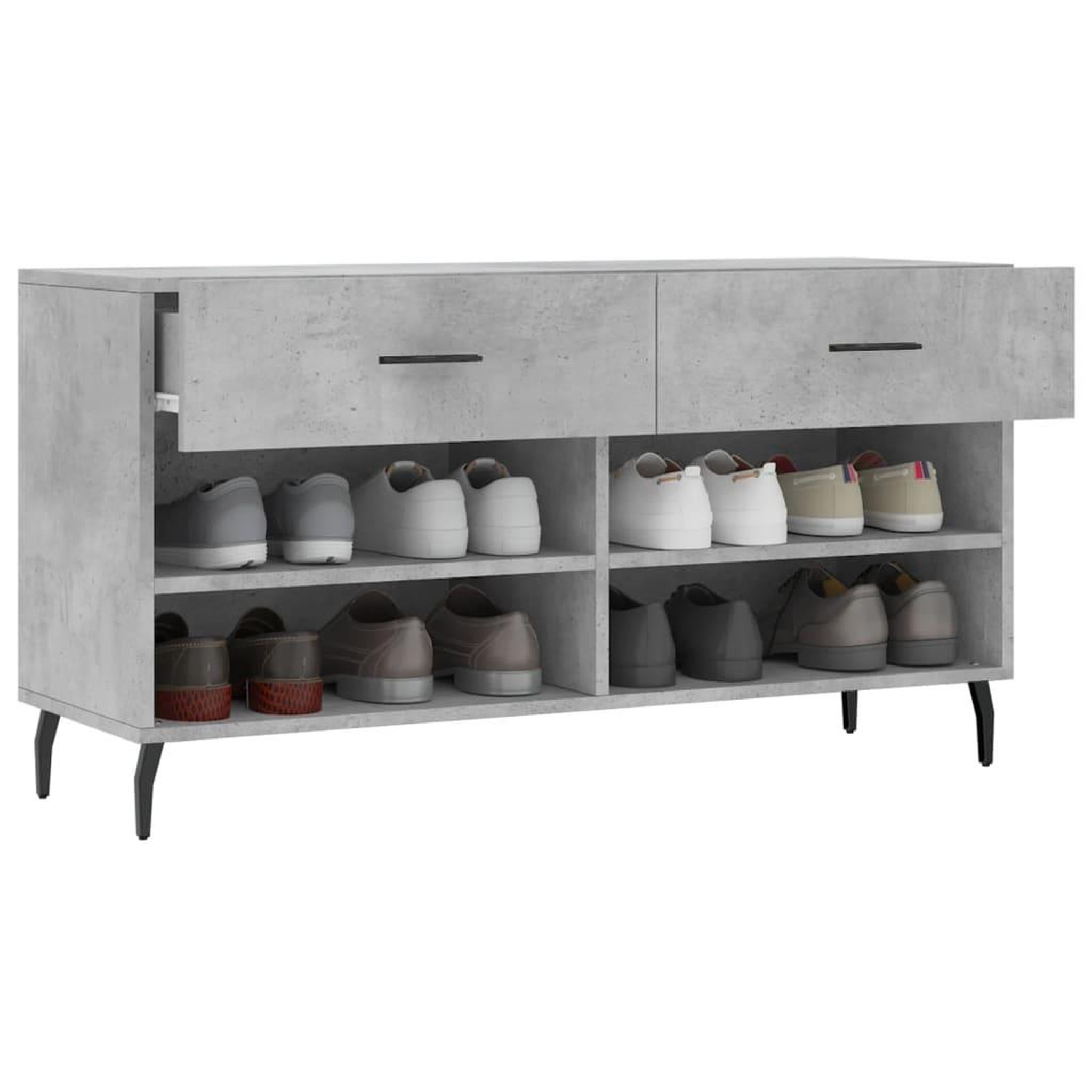 Voir la diapositive 4 : VIDAXL Banc a chaussures gris beton 102x35x55 cm bois d'ingenierie