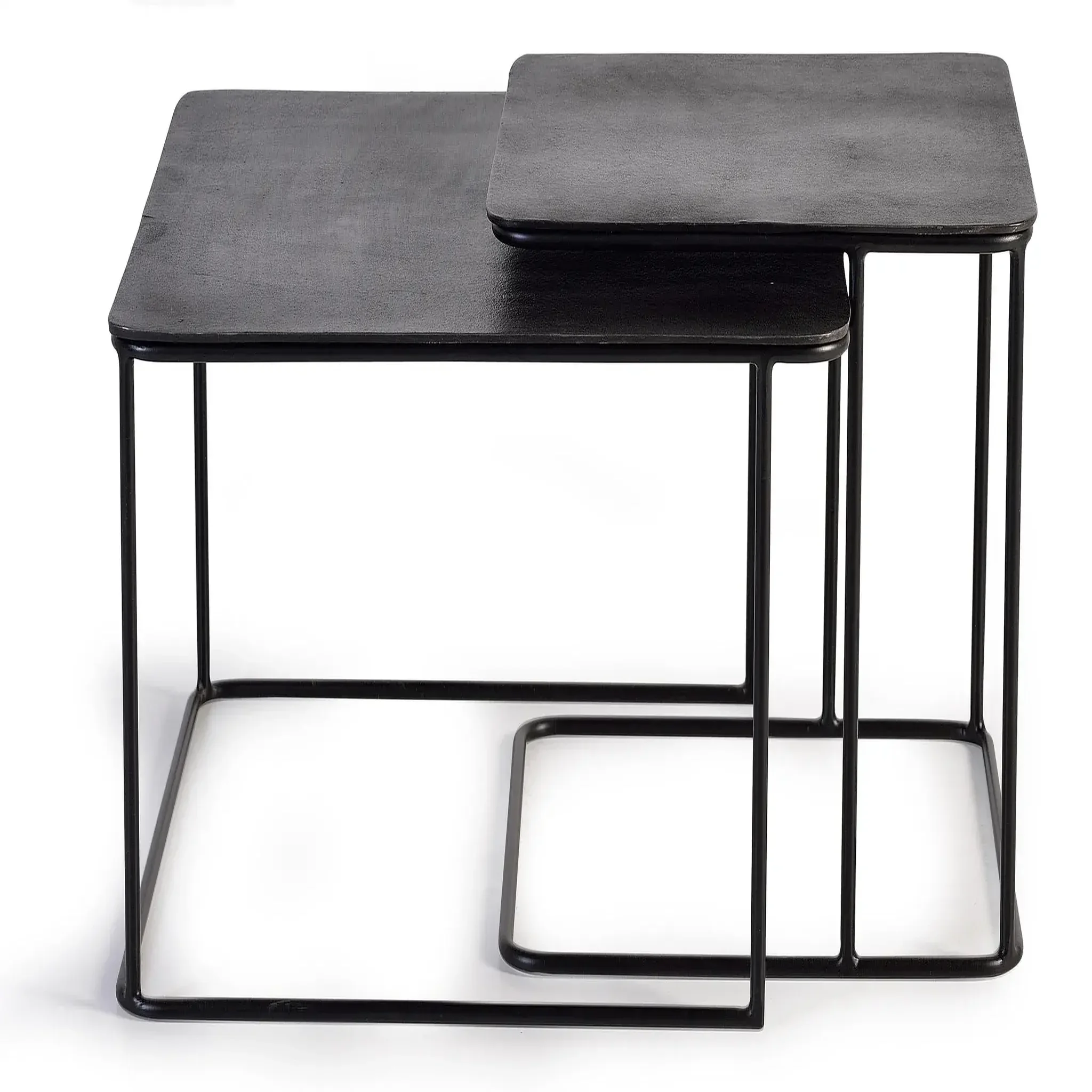 GINER Y COLOMER SL Lot de 2 tables basses de métal grand 62cm, petite 46 cm style industriel vintage