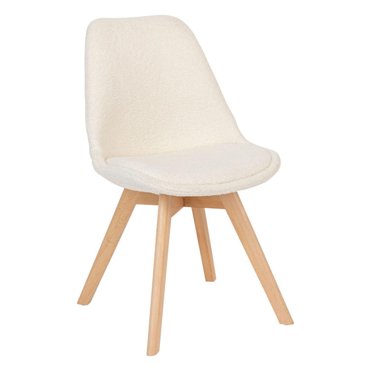 ATMOSPHERA Lot de 4 chaises design scandinave en bouclette - Blanc