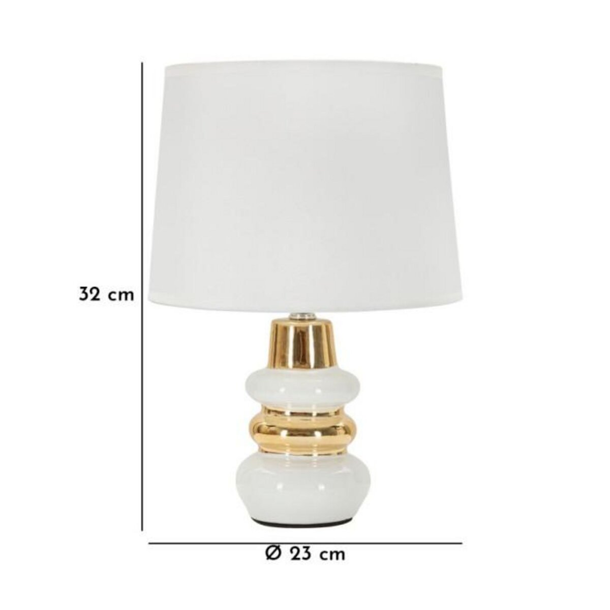 Paris Prix Lampe à Poser en Céramique  Liara  32cm Blanc & Or