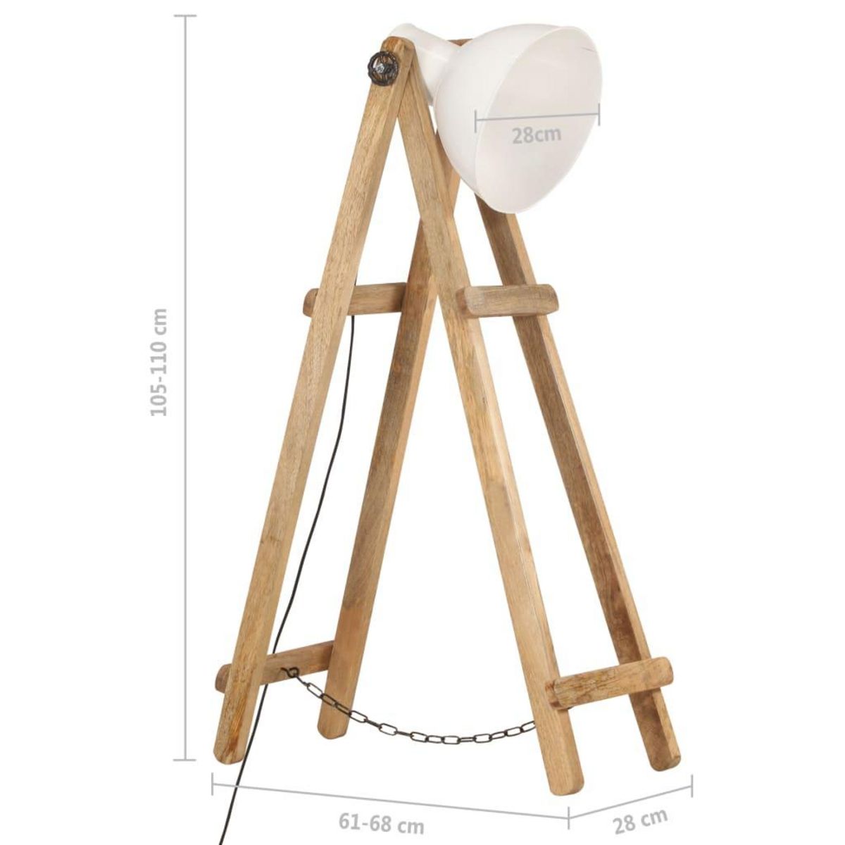VIDAXL Lampadaire Blanc E27 Bois de manguier massif