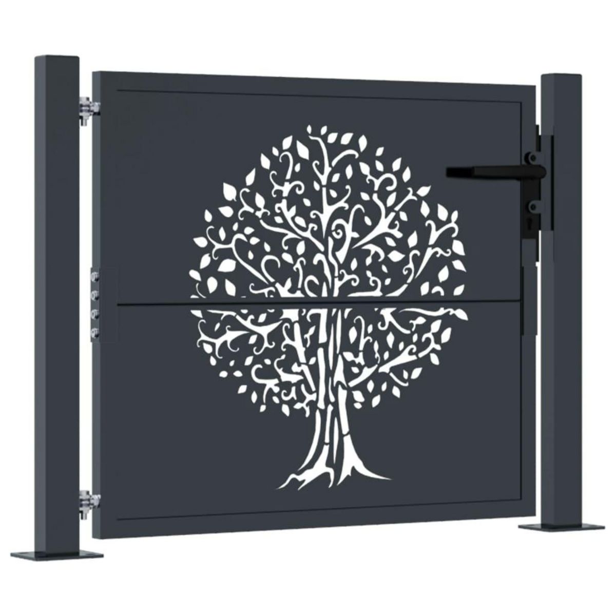 VIDAXL Portail de jardin anthracite 105x80 cm acier conception d'arbre
