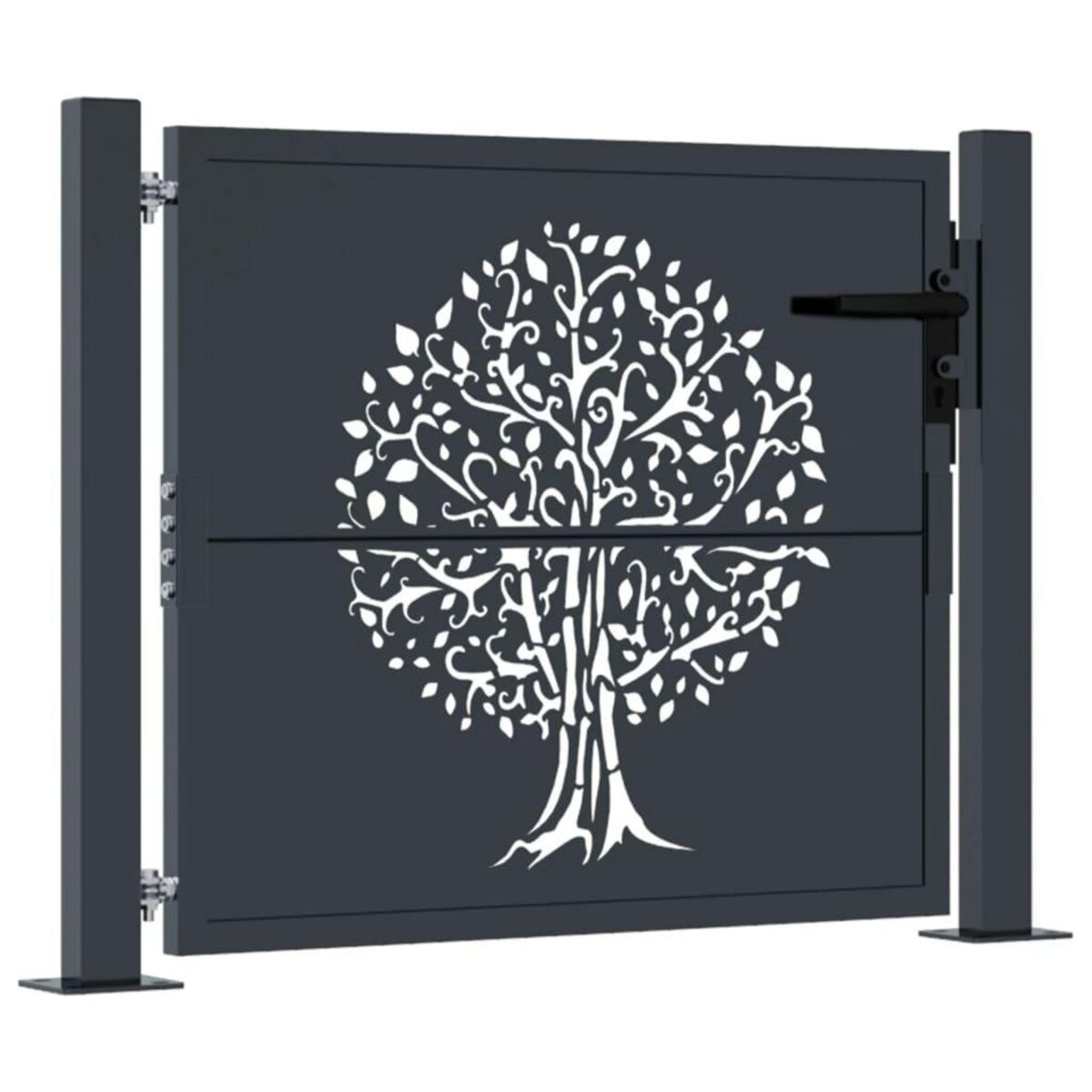 VIDAXL Portail de jardin anthracite 105x80 cm acier conception d'arbre