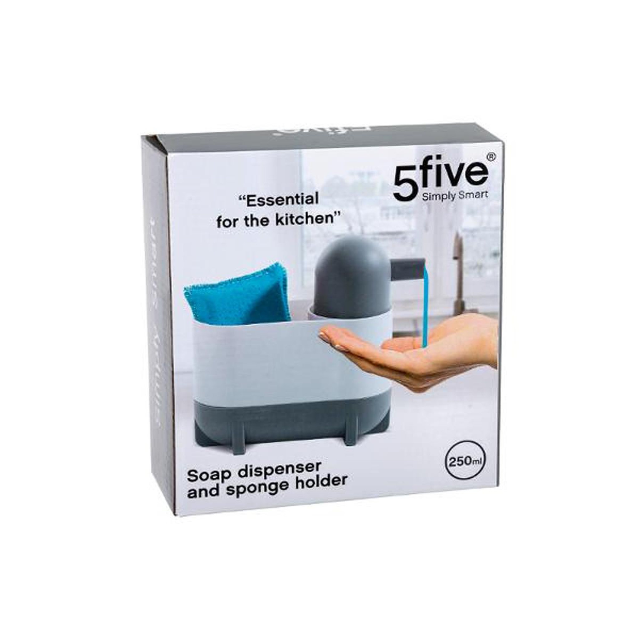 Voir la diapositive 2 : FIVE Distributeur de savon & porte éponge  push  18cm blanc