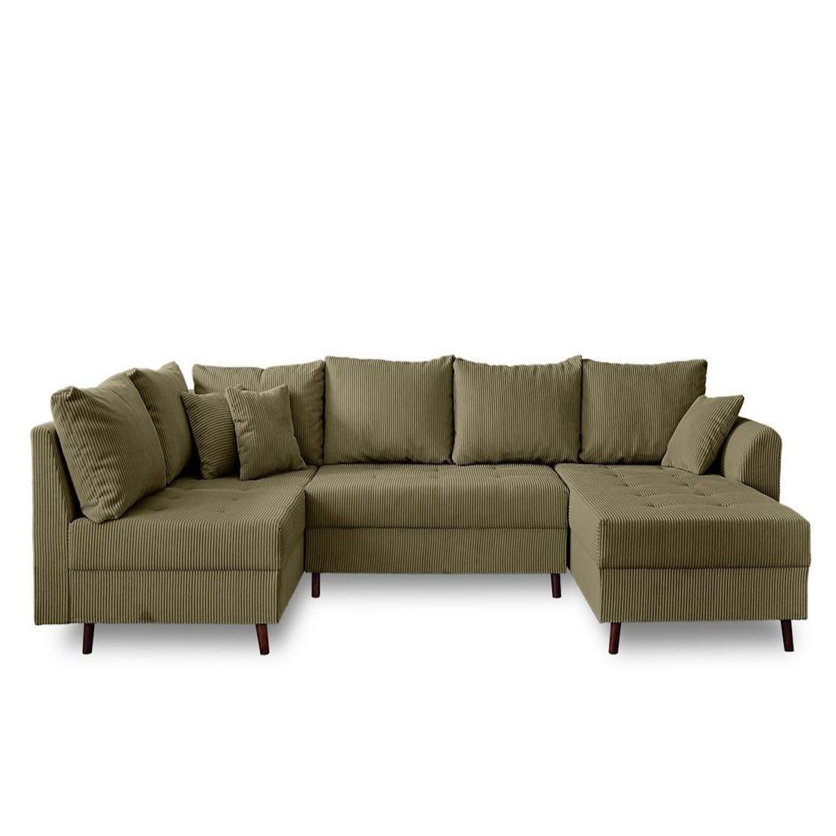 LISA DESIGN Rune - canapé panoramique d'angle gauche - 7 places - avec pouf d'appoint - en velours côtelé