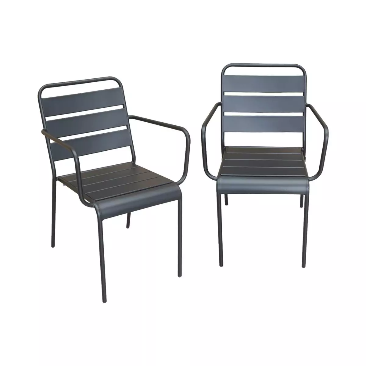 SWEEEK Lot de 2 chaises intérieur / extérieur en métal empilables