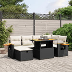 VIDAXL Salon de jardin 7 pcs avec coussins noir resine tressee