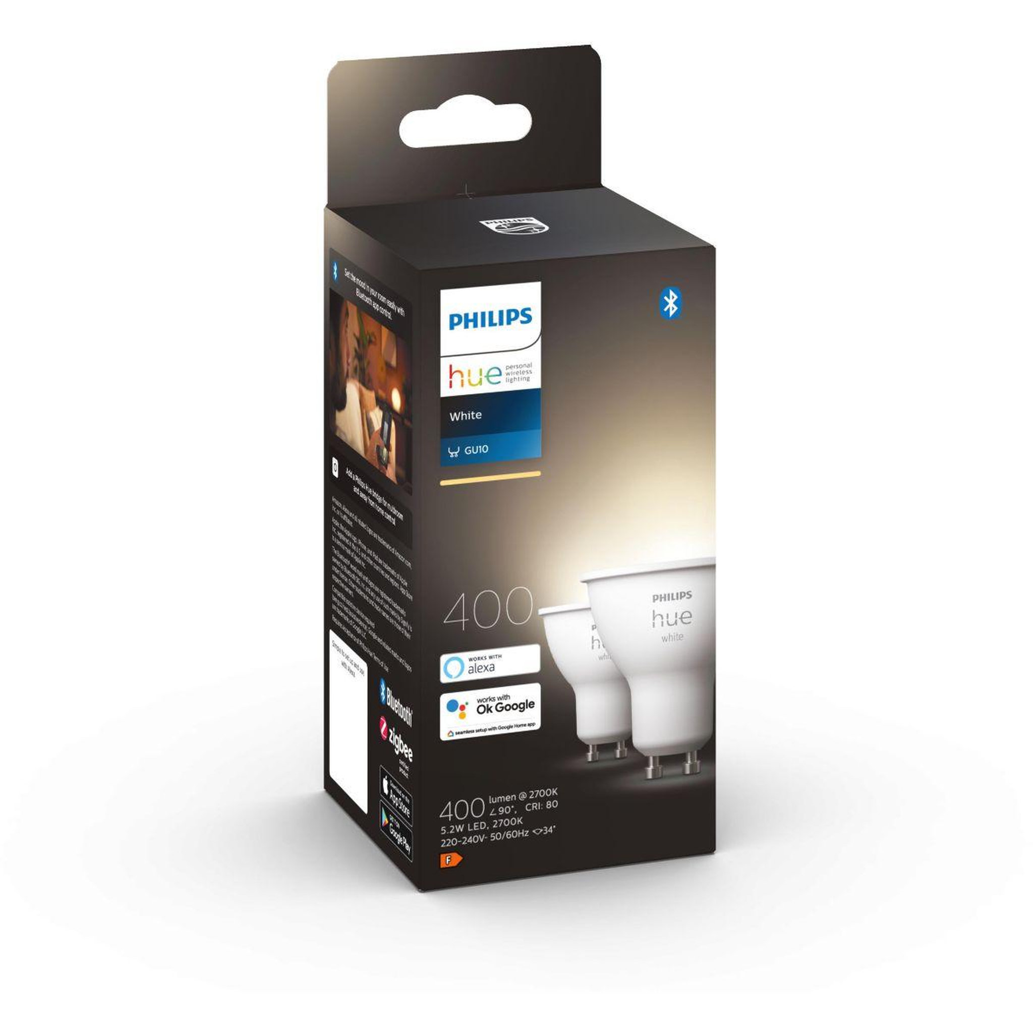 Voir la diapositive 5 : Philips Ampoule LED connectée HUE White GU10 5.5W X2