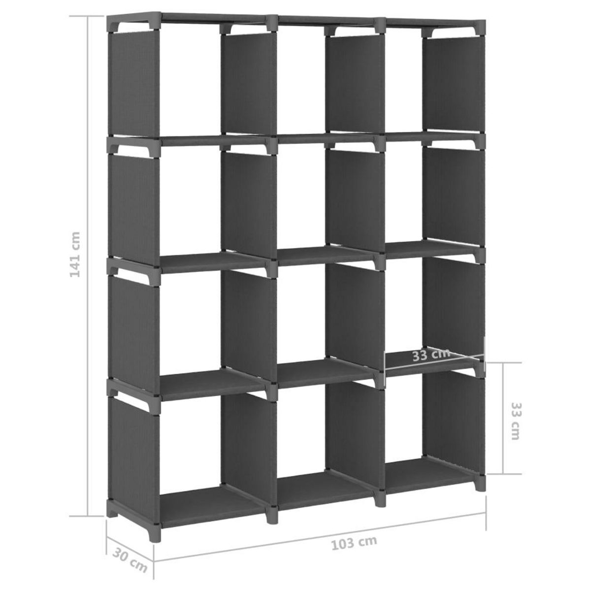 VIDAXL Etagere d'affichage 12 cubes Gris 103x30x141 cm Tissu