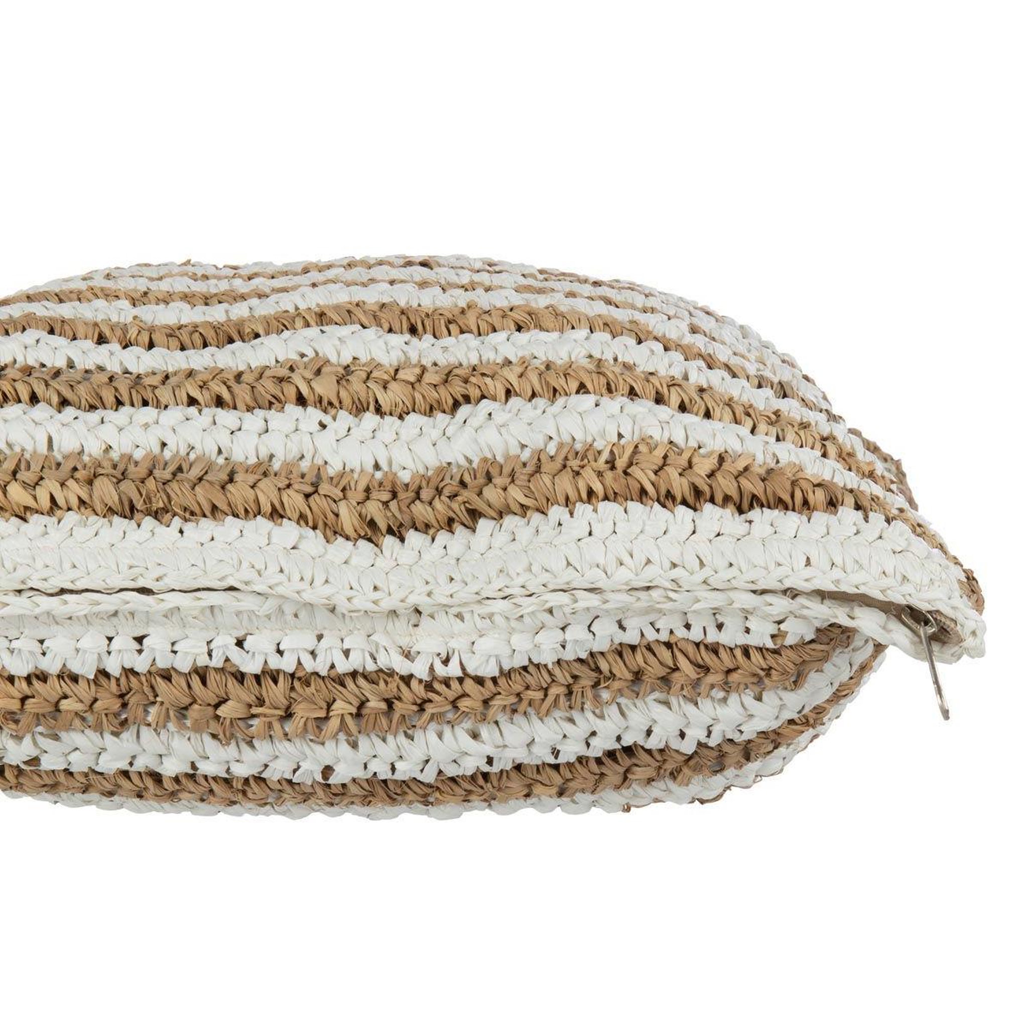 Voir la diapositive 2 : J-LINE Coussin déco rayure  bali  45x45cm naturel