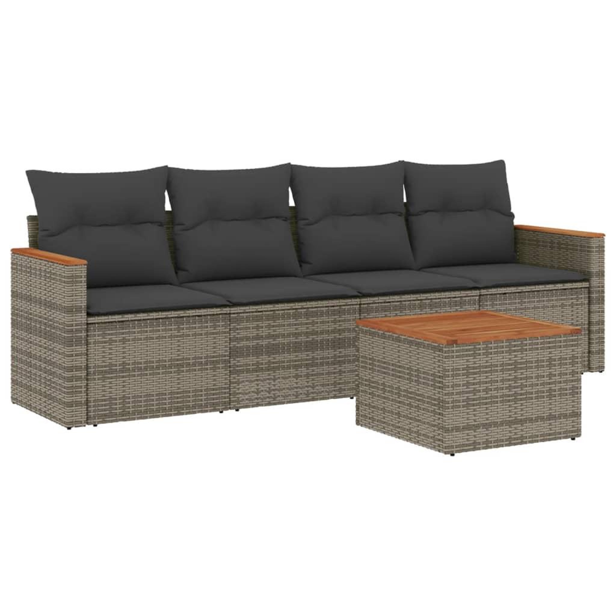 Voir la diapositive 2 : VIDAXL Salon de jardin 5 pcs avec coussins gris resine tressee