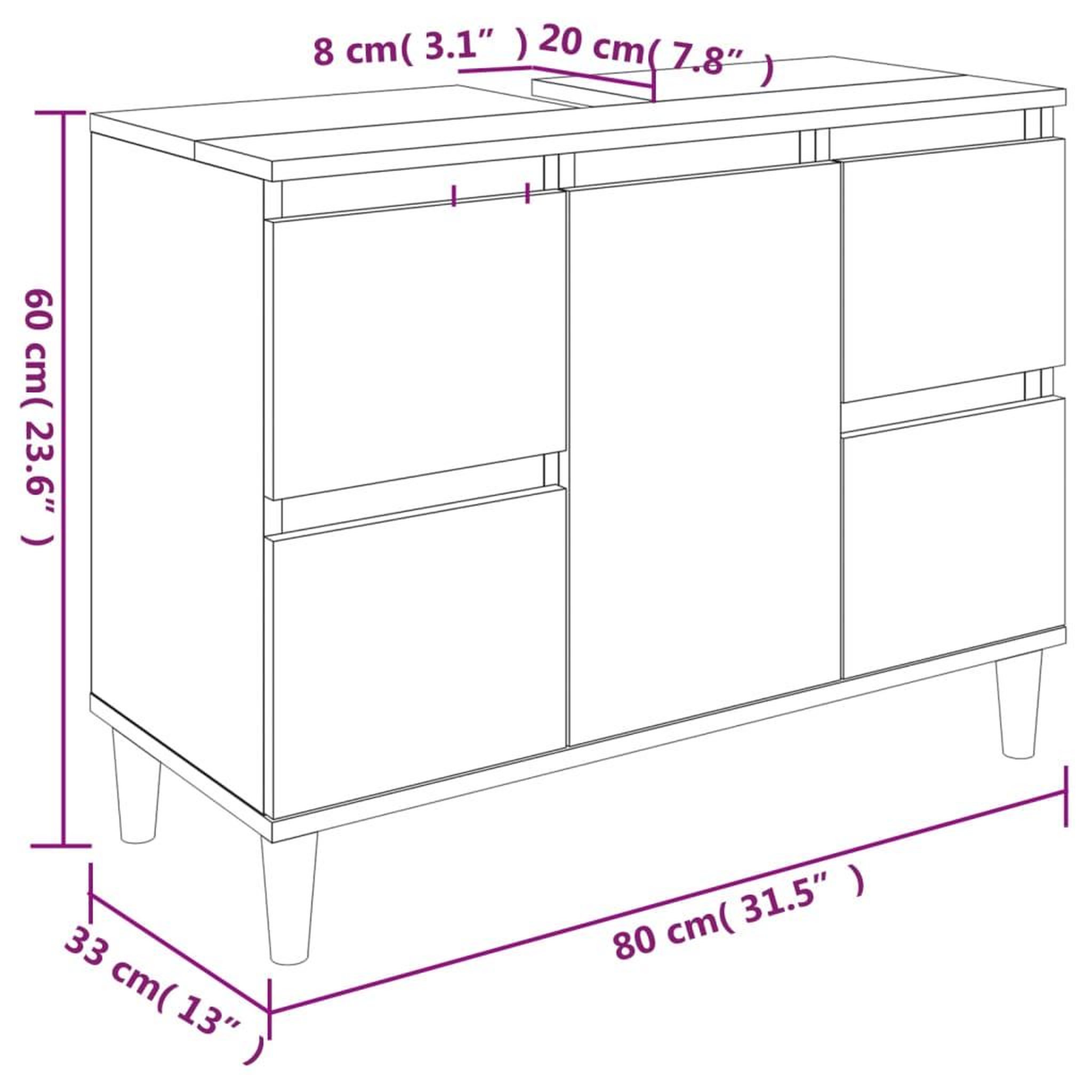 Voir la diapositive 6 : VIDAXL Meuble d'evier chene fume 80x33x60 cm bois d'ingenierie