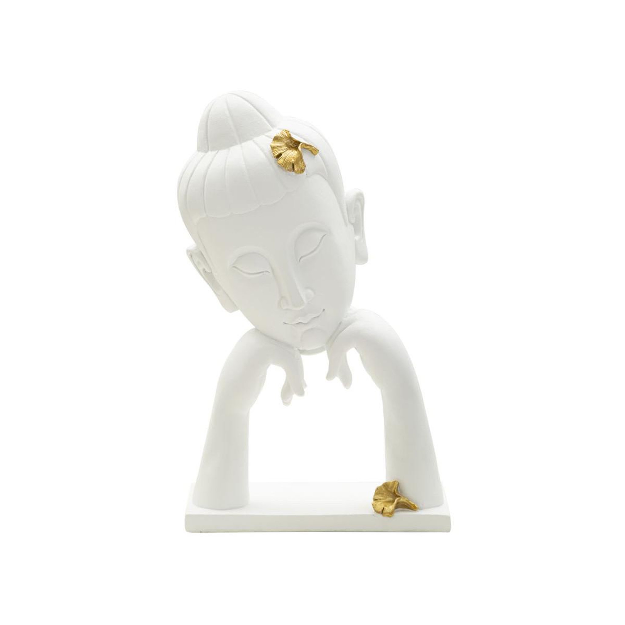Paris Prix Statuette déco en résine  bouddha mains  36cm blanc