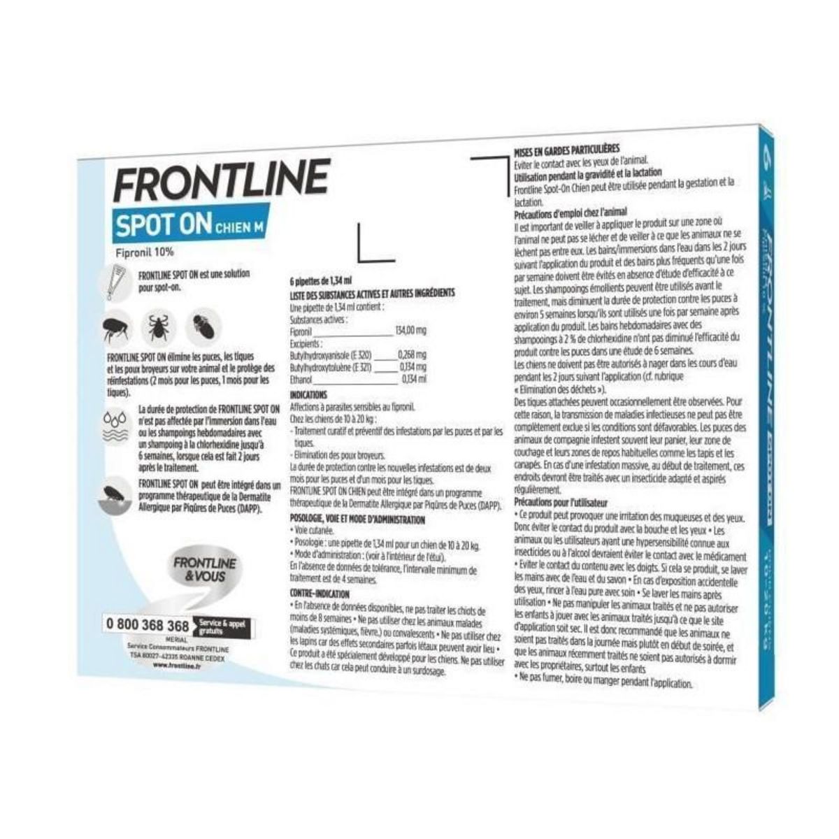 Frontline FRONTLINE Spot On chien 10-20kg - 6 pipettes