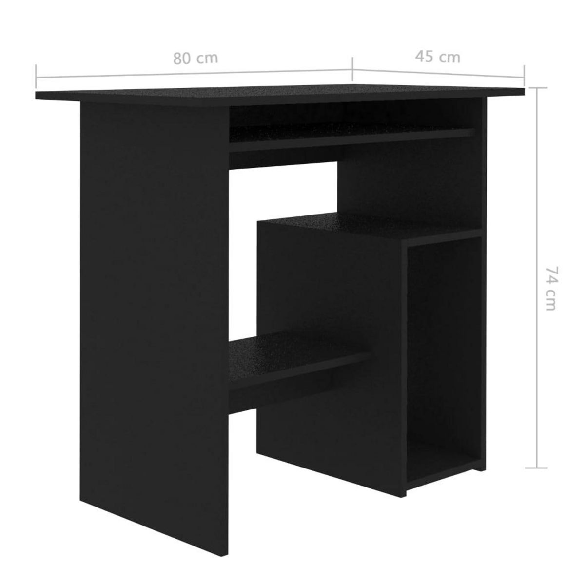 VIDAXL Bureau Noir 80x45x74 cm Bois d'ingenierie