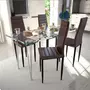 VIDAXL Lot de 4 chaises marron aux lignes fines avec une table en verre